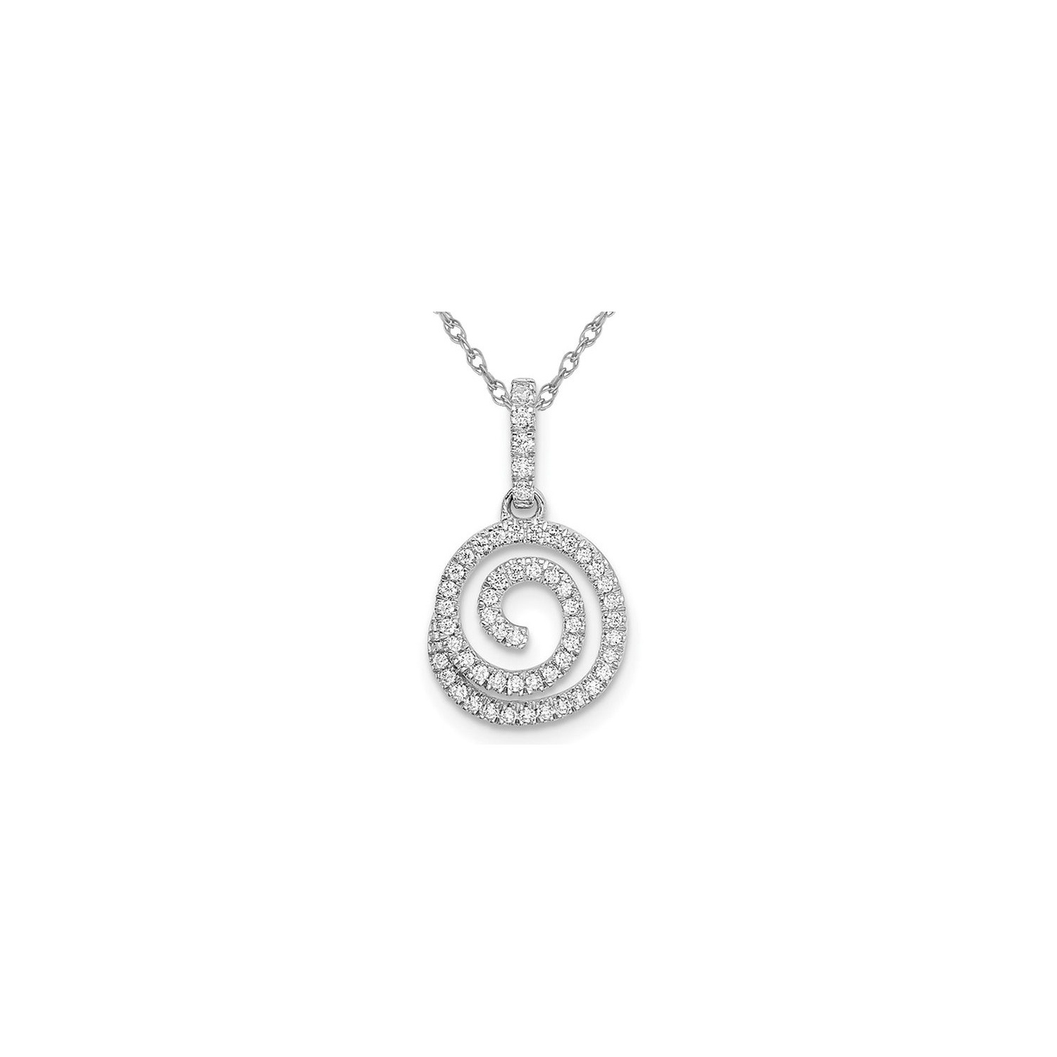 1/6 Carat Diamond Swirl Pendant Necklace in 14K White Gold with Chain