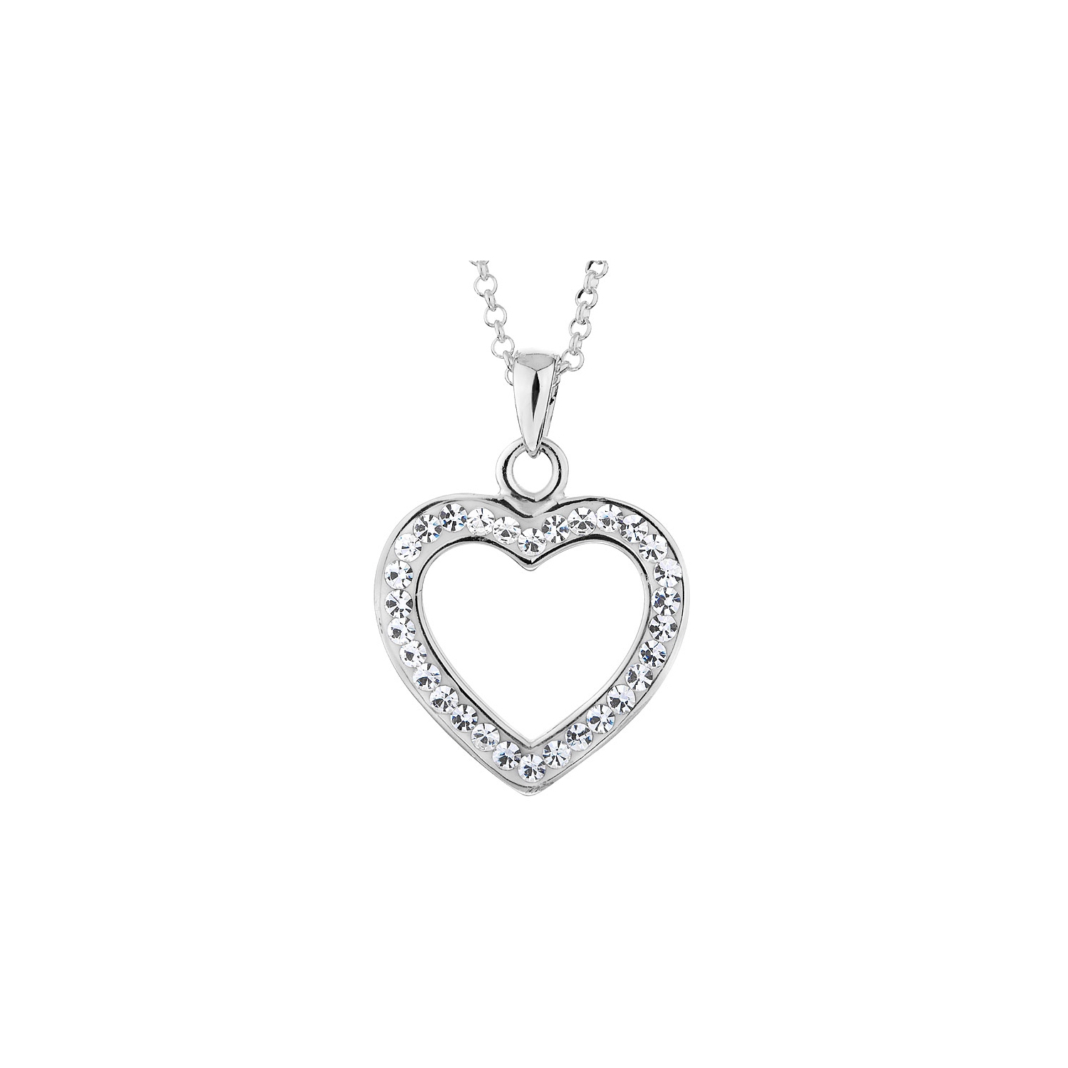 Synthetic Crystal Heart Pendant Necklace in Sterling Silver with Chain