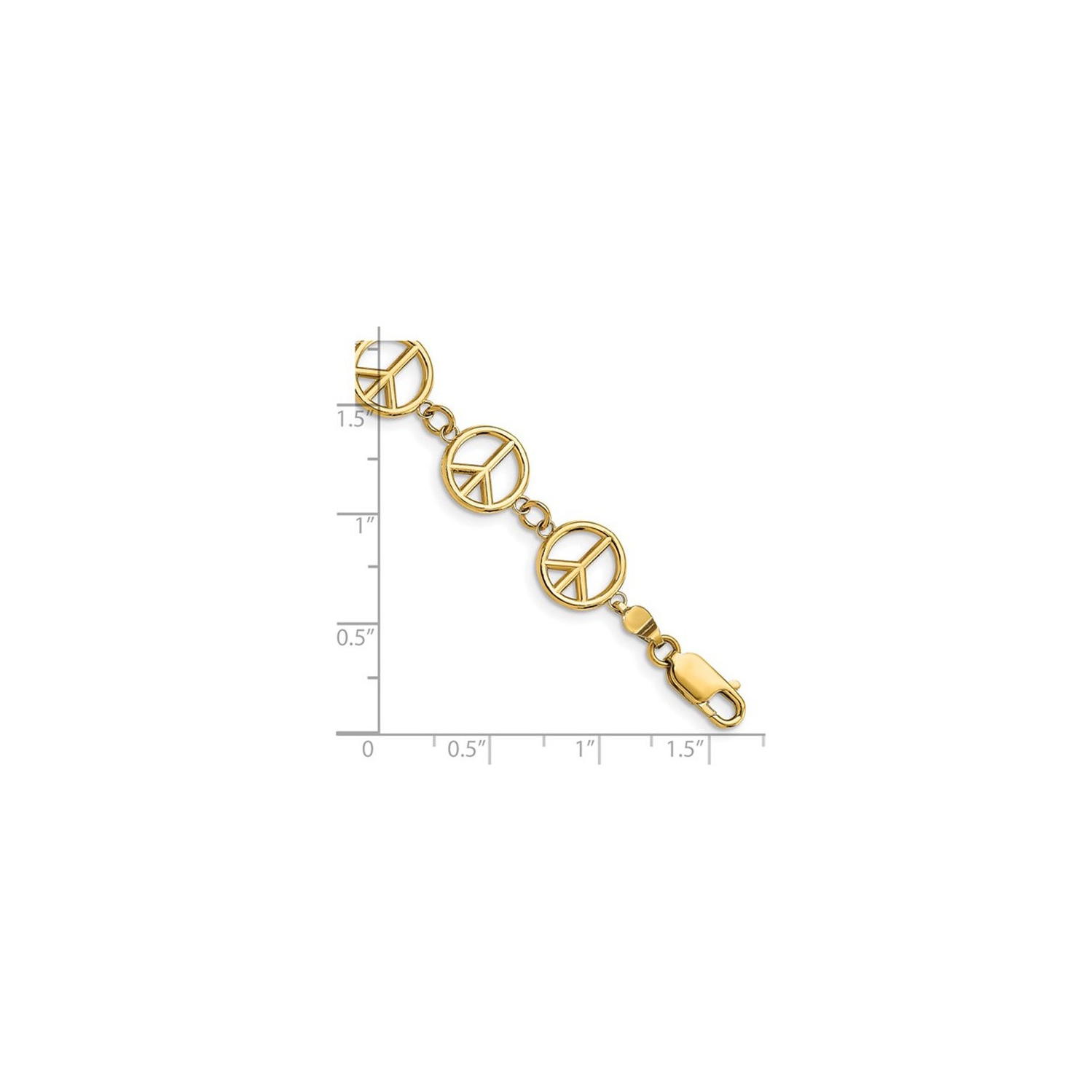 Bracelet signe de la paix en or jaune 14 ct