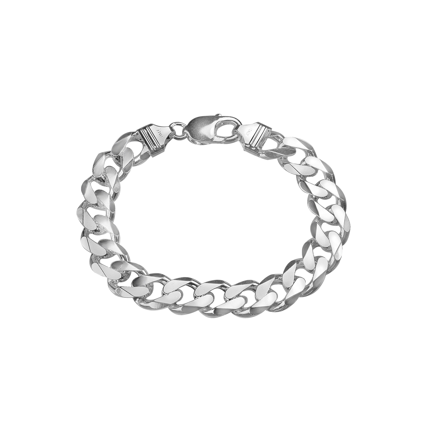 Bracelet homme à chaînes gourmette 9 po en argent sterling 10 mm