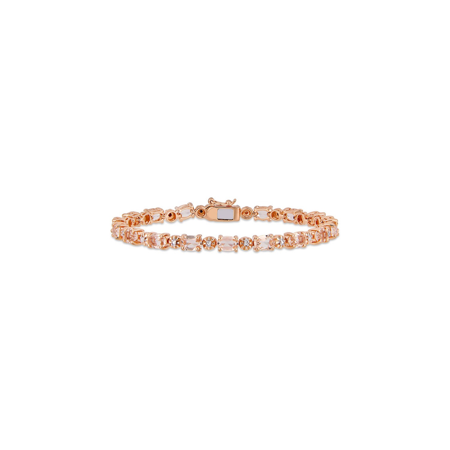 Bracelet en argent sterling plaqué rose avec faux morganite 9.00 ct