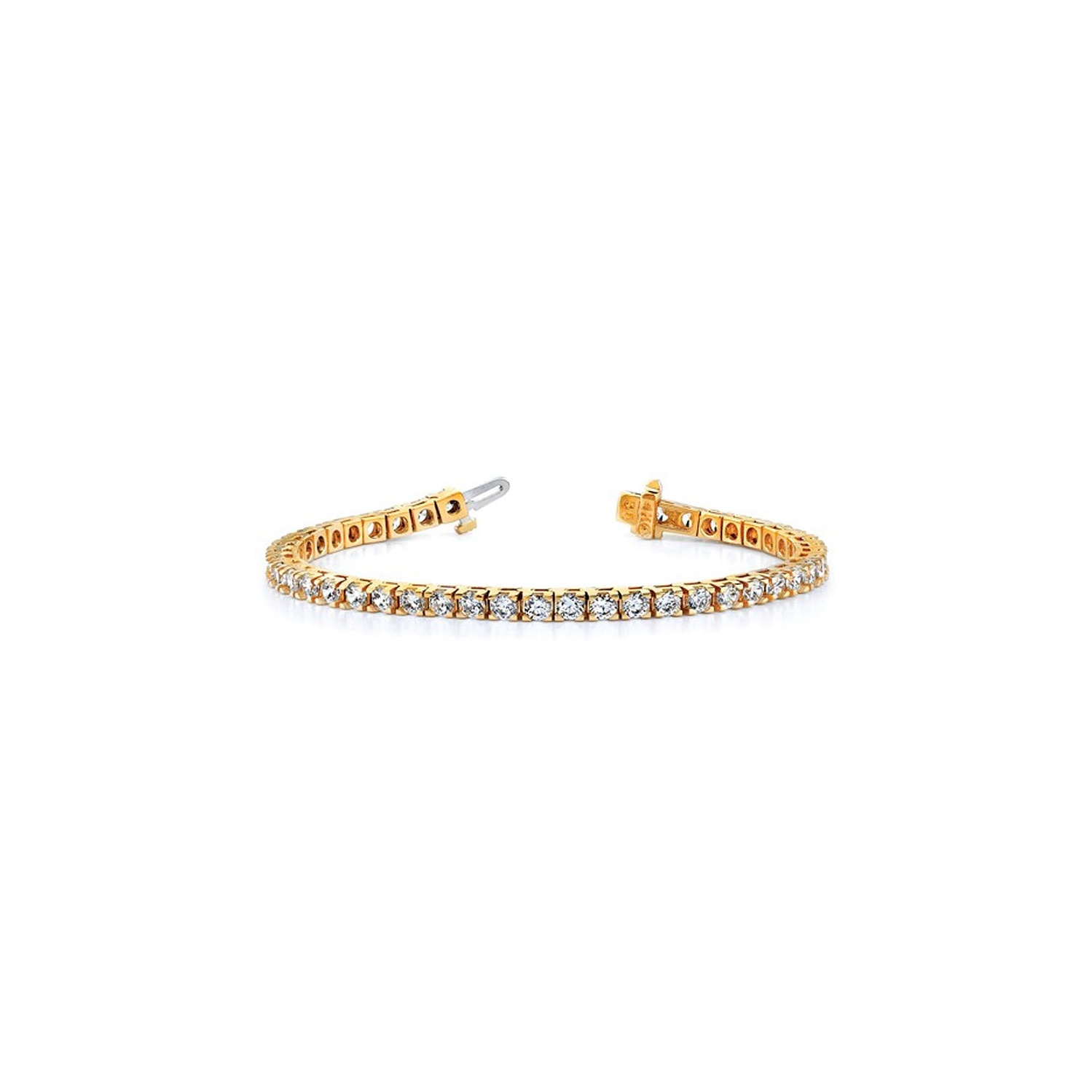 Bracelet tennis en or jaune 14K ct avec diamants d'un poids total de VS2 à SI1 ct d'2,85&nbsp;carat