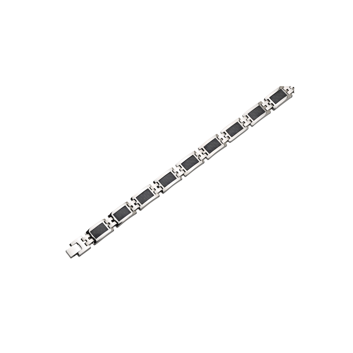 Bracelet homme en fibre de carbone, acier inoxydable, 9,25 po