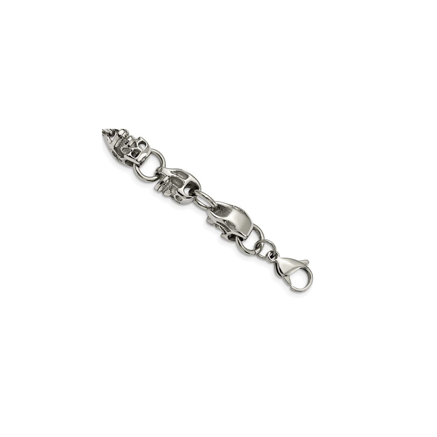 Bracelet homme, crâne, acier inoxydable, 8,75 po