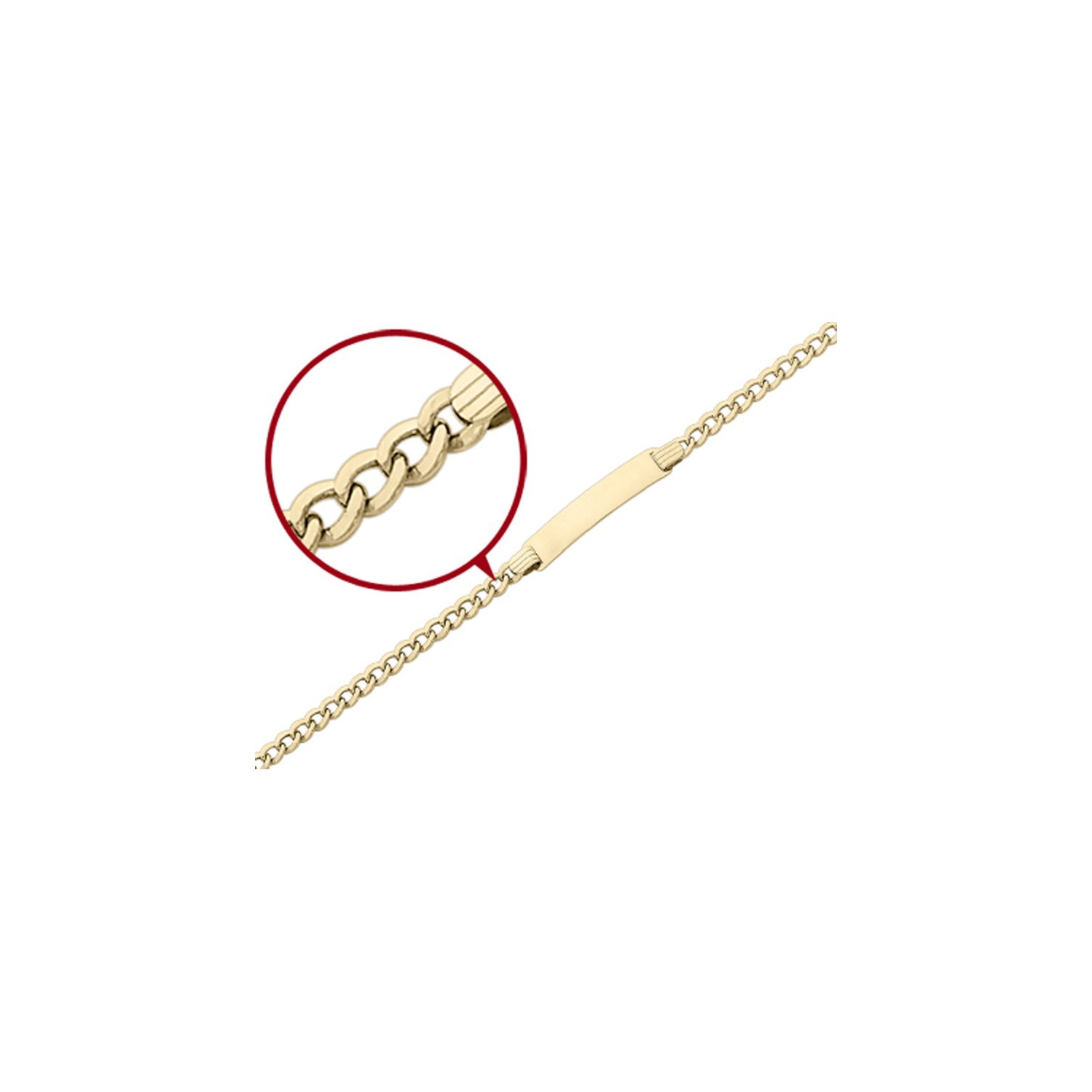 Bracelet d’identité gravé en or jaune 14 ct de 7 po