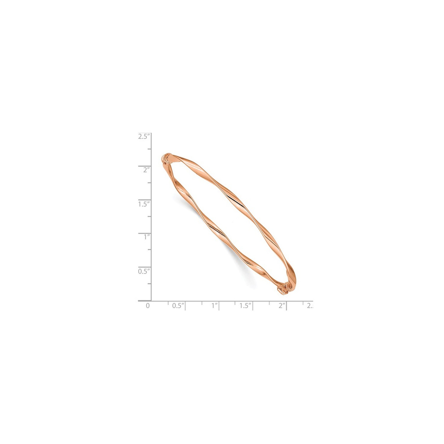 Bracelet à charnière torsadée polie en or rose 14 ct
