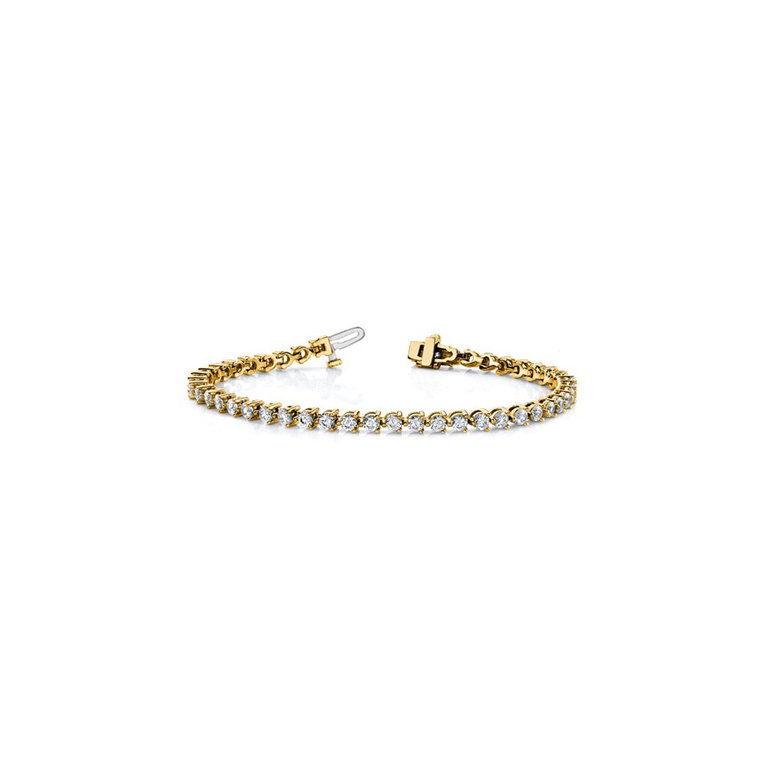 Bracelet tennis en or jaune 14K ct avec diamants d'un poids total de VS2 à SI1 ct d'2,40&nbsp;carat