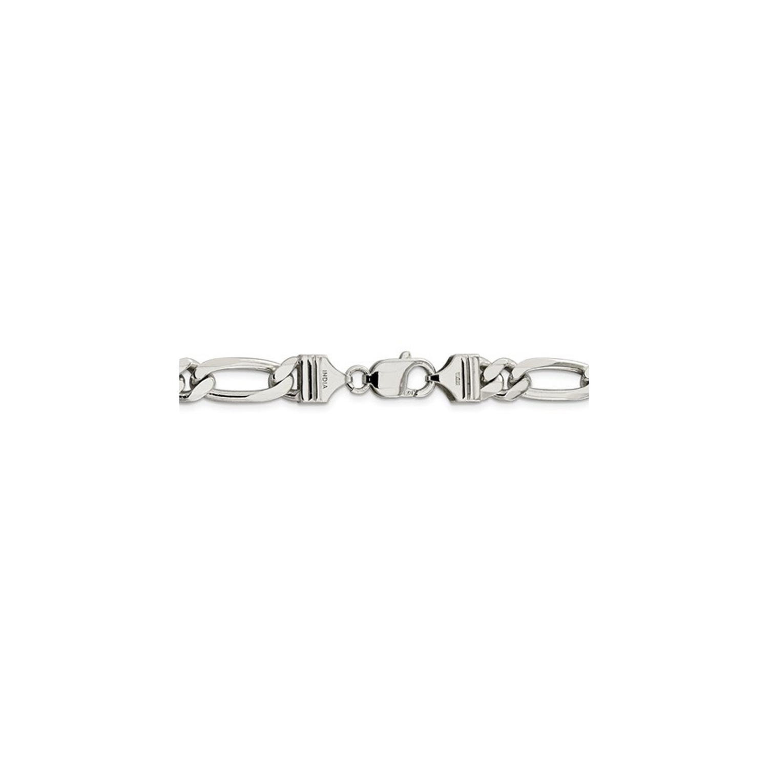 Mens Bracelet Figaro Chain 9 Inches in Sterling Silver