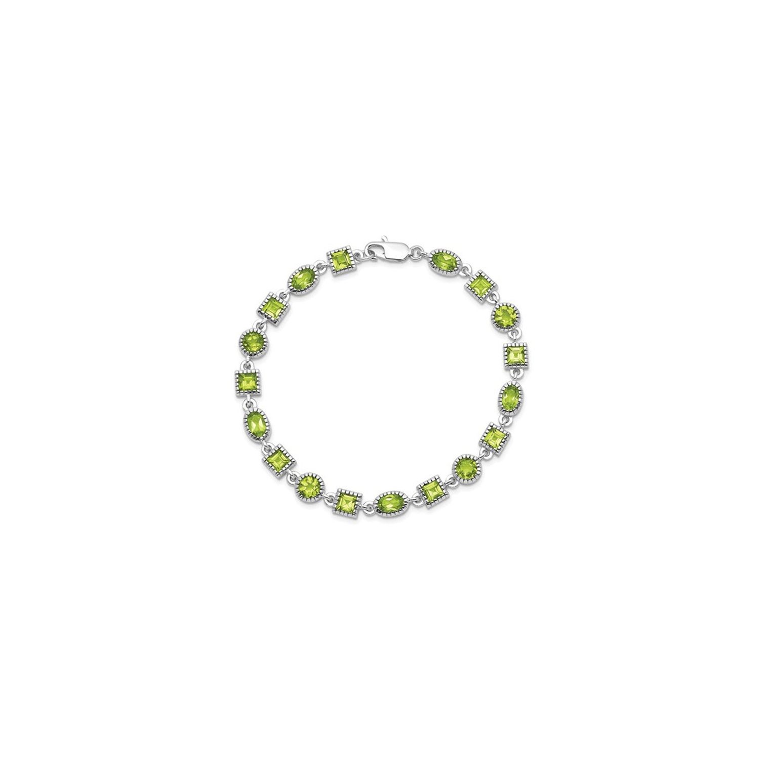 Bracelet de peridot vert naturel 7,20 carat en argent sterling