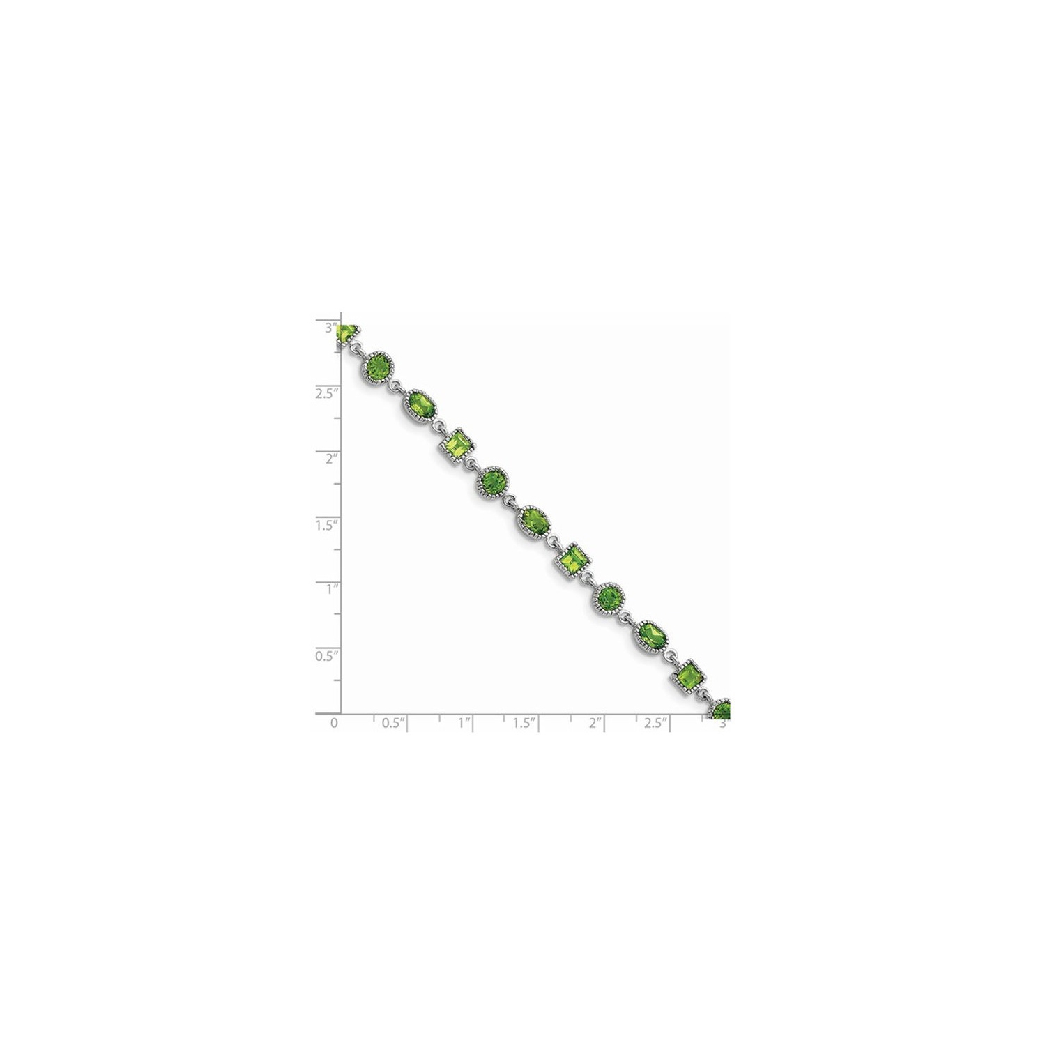 Bracelet de peridot vert naturel 7,20 carat en argent sterling