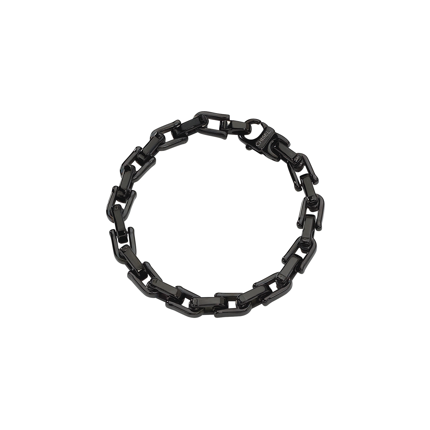 Bracelet homme en acier inoxydable, plaqué noir, 8,5 po