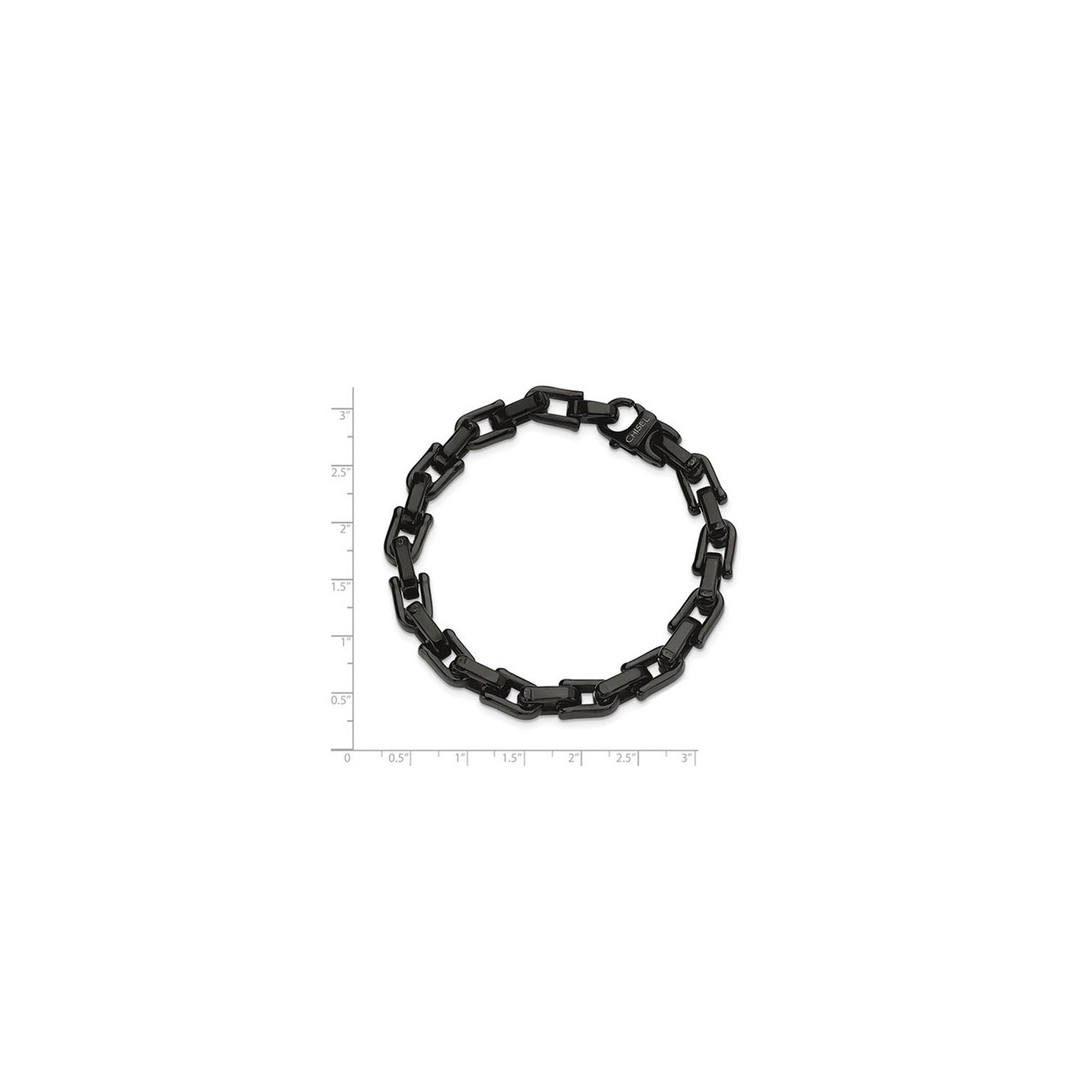 Bracelet homme en acier inoxydable, plaqué noir, 8,5 po