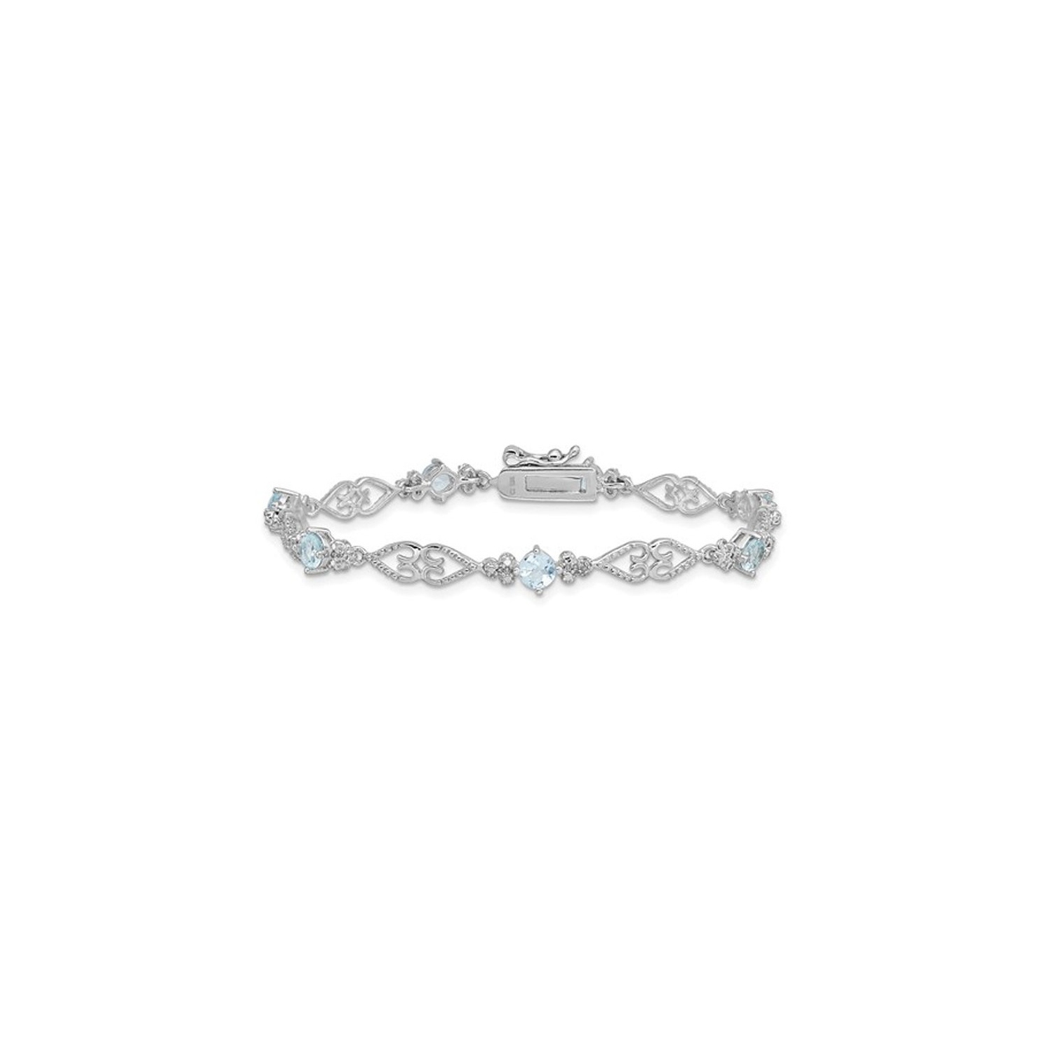 Bracelet 1.75 carats d’aigue-marine en argent sterling plaqué rhodium