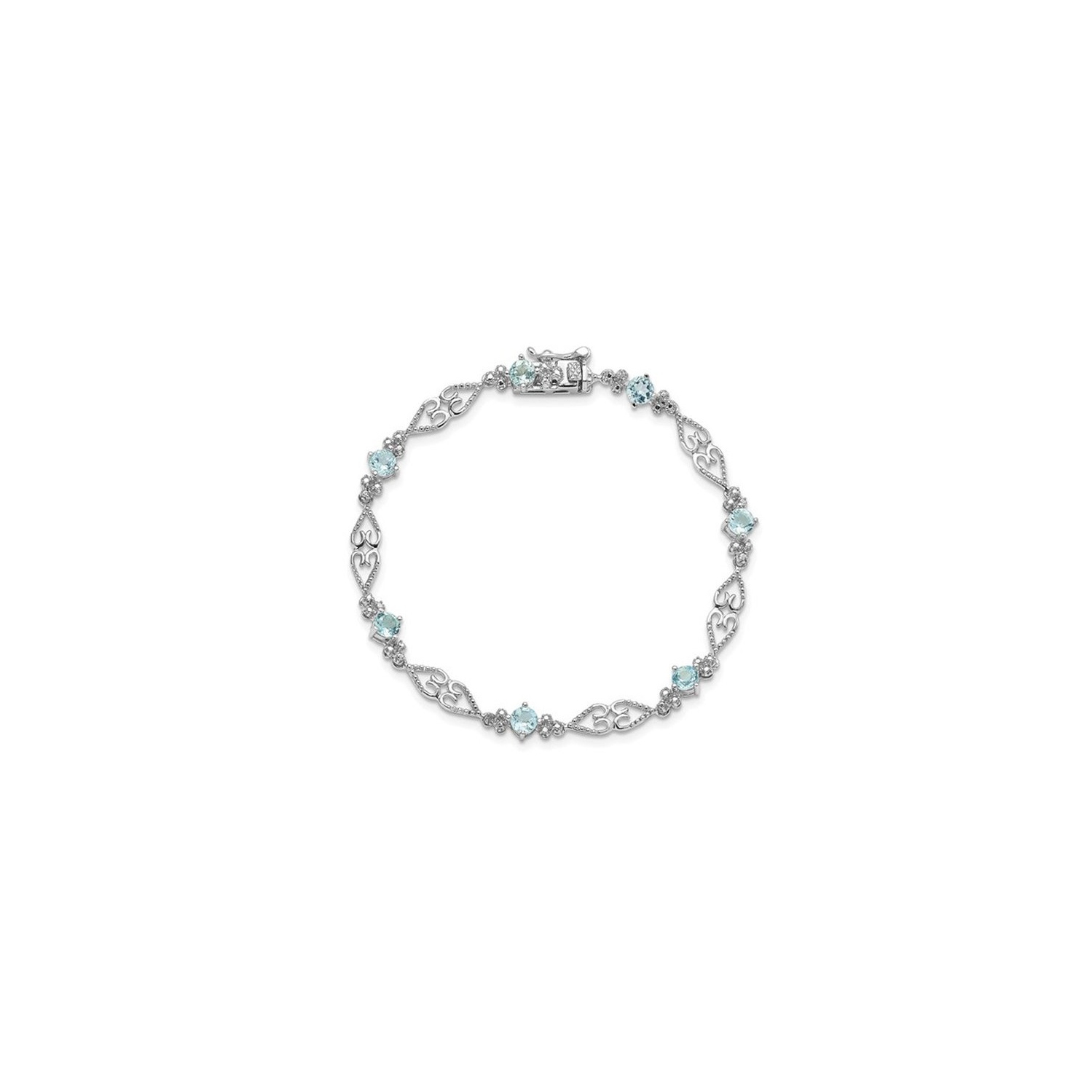 Bracelet 1.75 carats d’aigue-marine en argent sterling plaqué rhodium