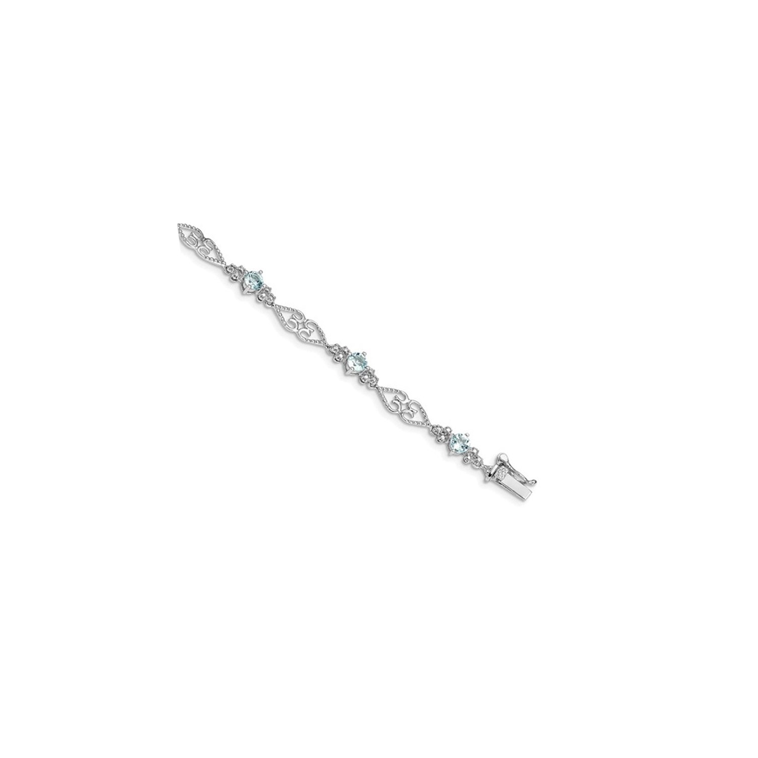 Bracelet 1.75 carats d’aigue-marine en argent sterling plaqué rhodium