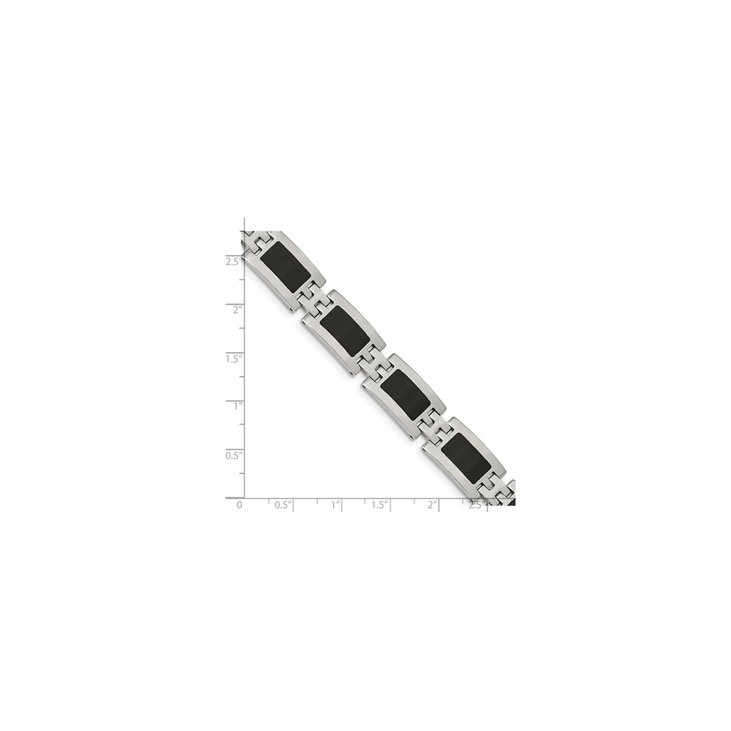 Bracelet homme en acier inoxydable avec émail noir