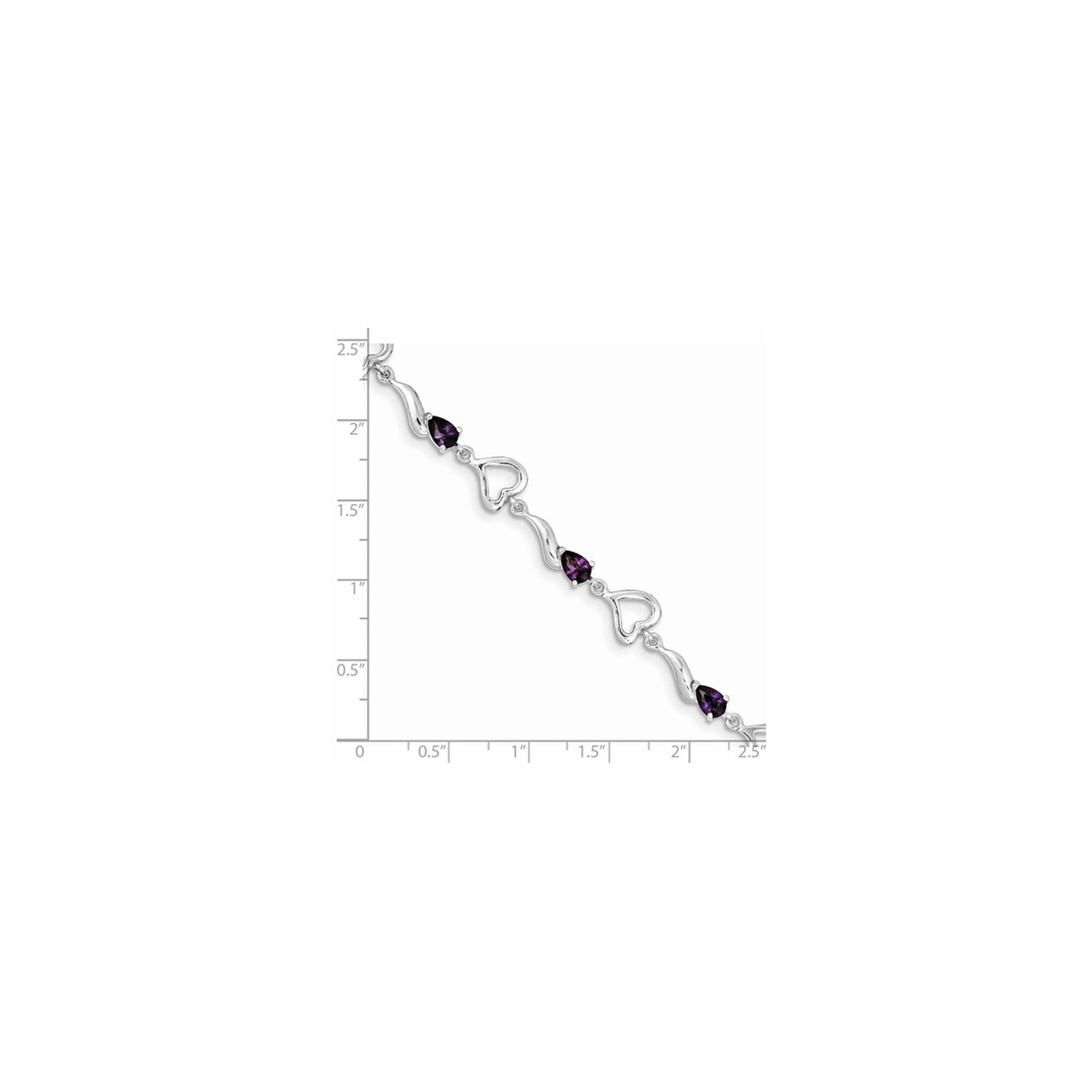 Bracelet en argent sterling avec coeur poli et améthyste