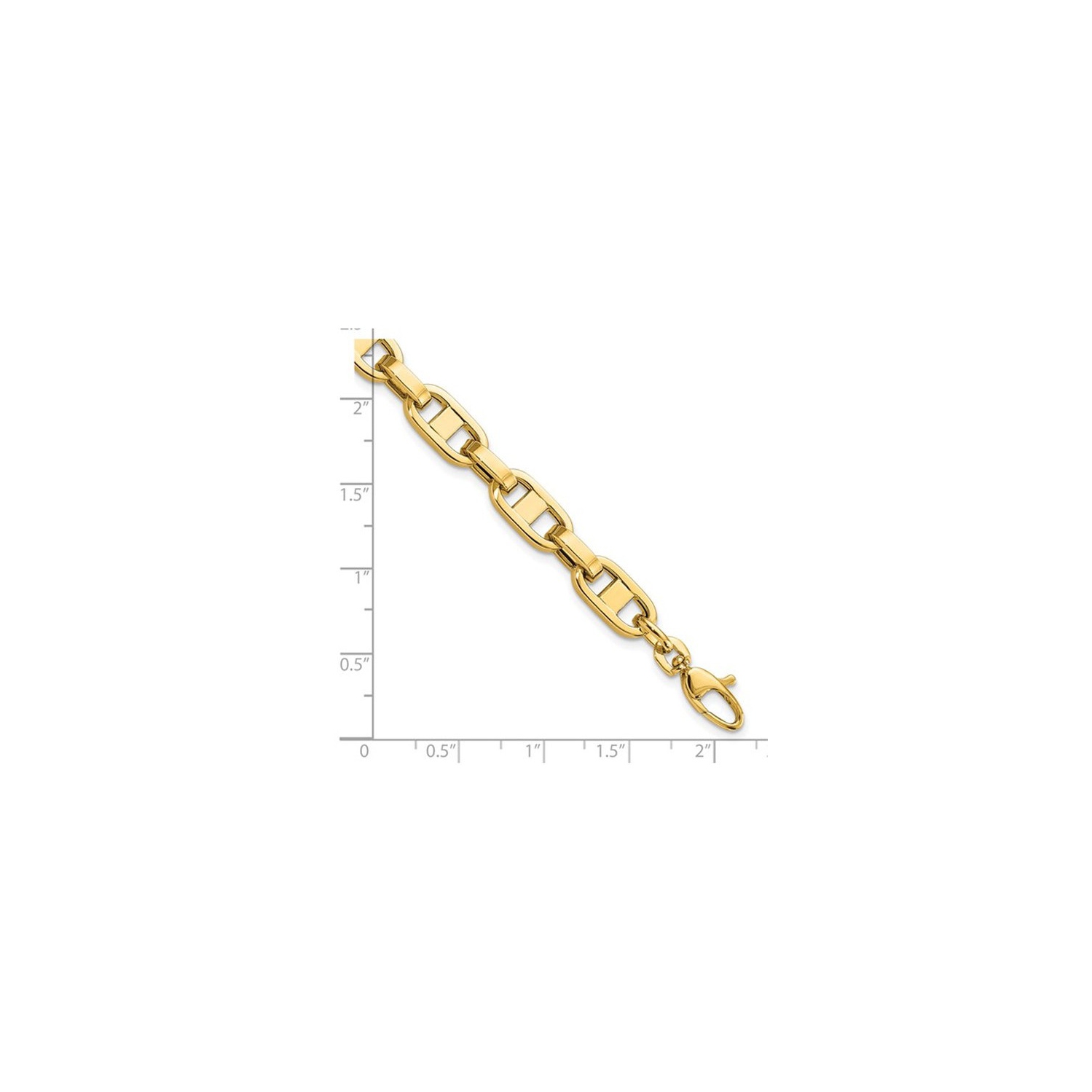 Bracelet de liaison pour hommes d'or jaune 14K 8,5 pouces