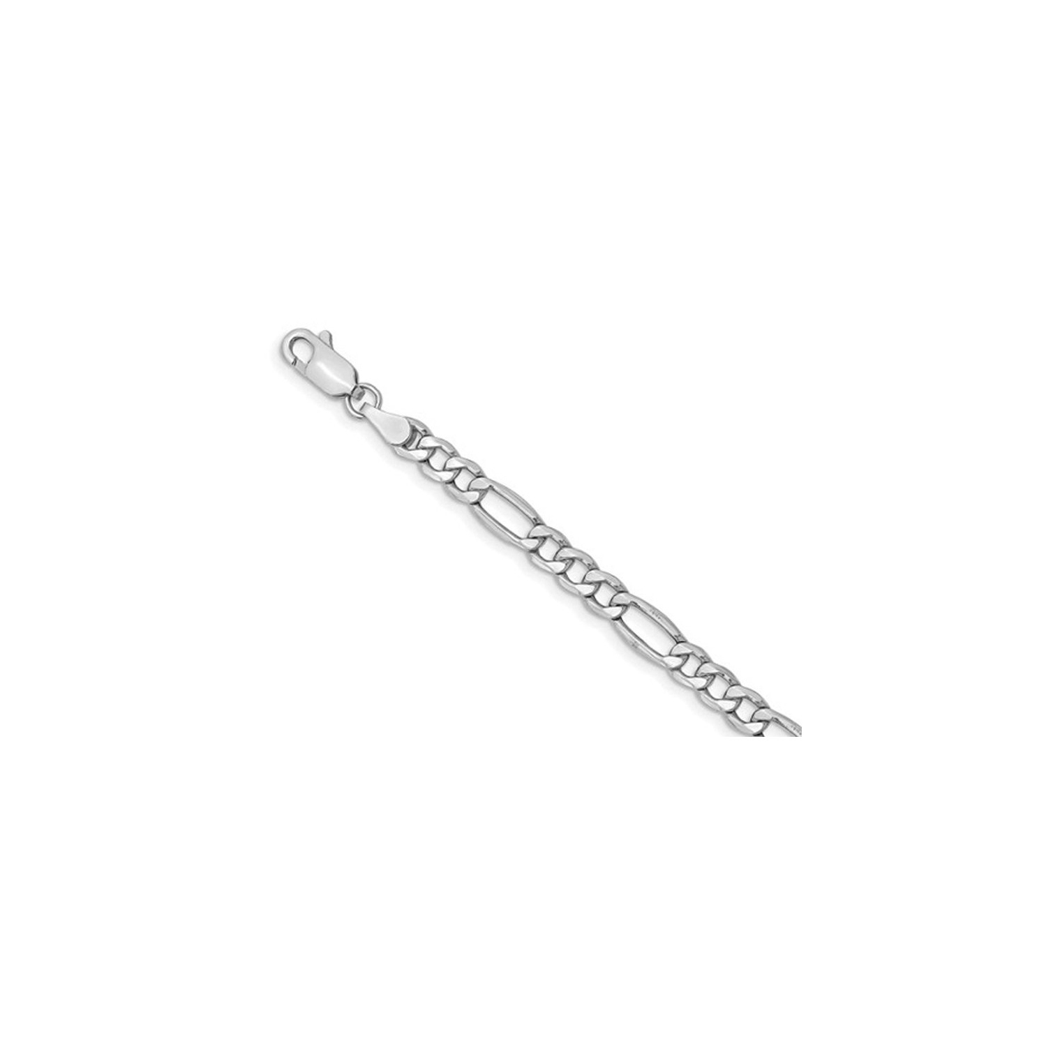 Bracelet à chaîne Figaro en or blanc 14 ct de 7 po
