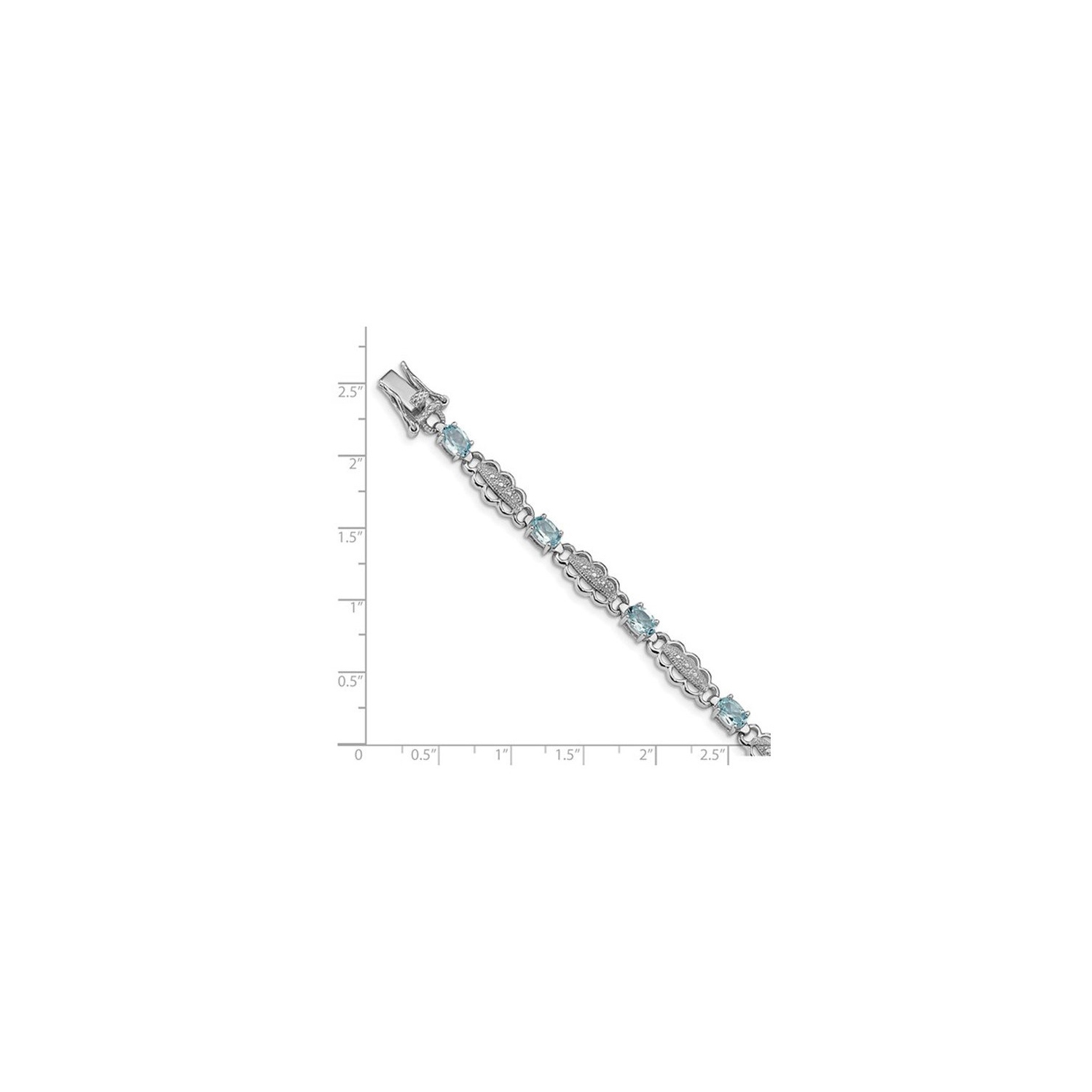 Bracelet 4.40 carats en argent sterling plaqué rhodium avec aigue-marine