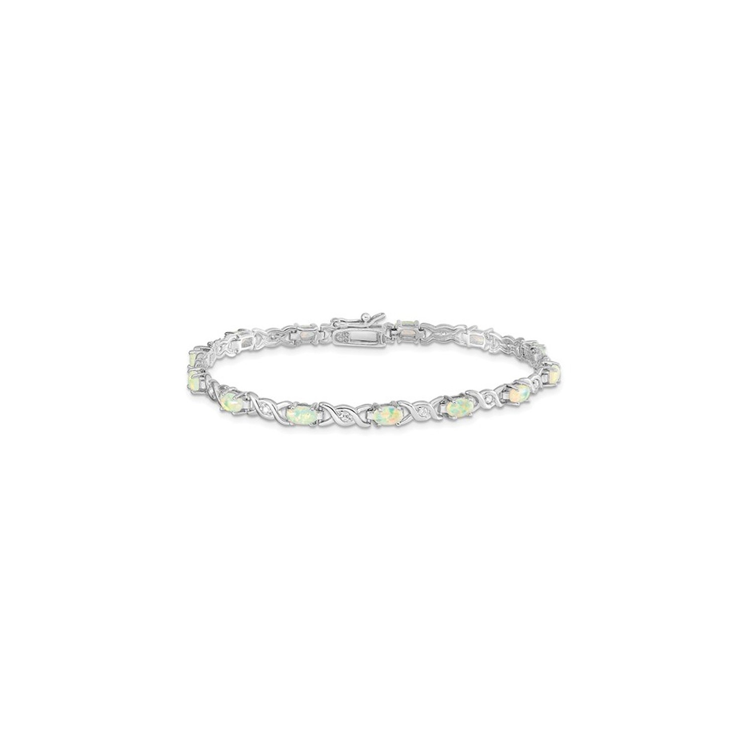 Bracelet XO opalin de laboratoire en argent sterling