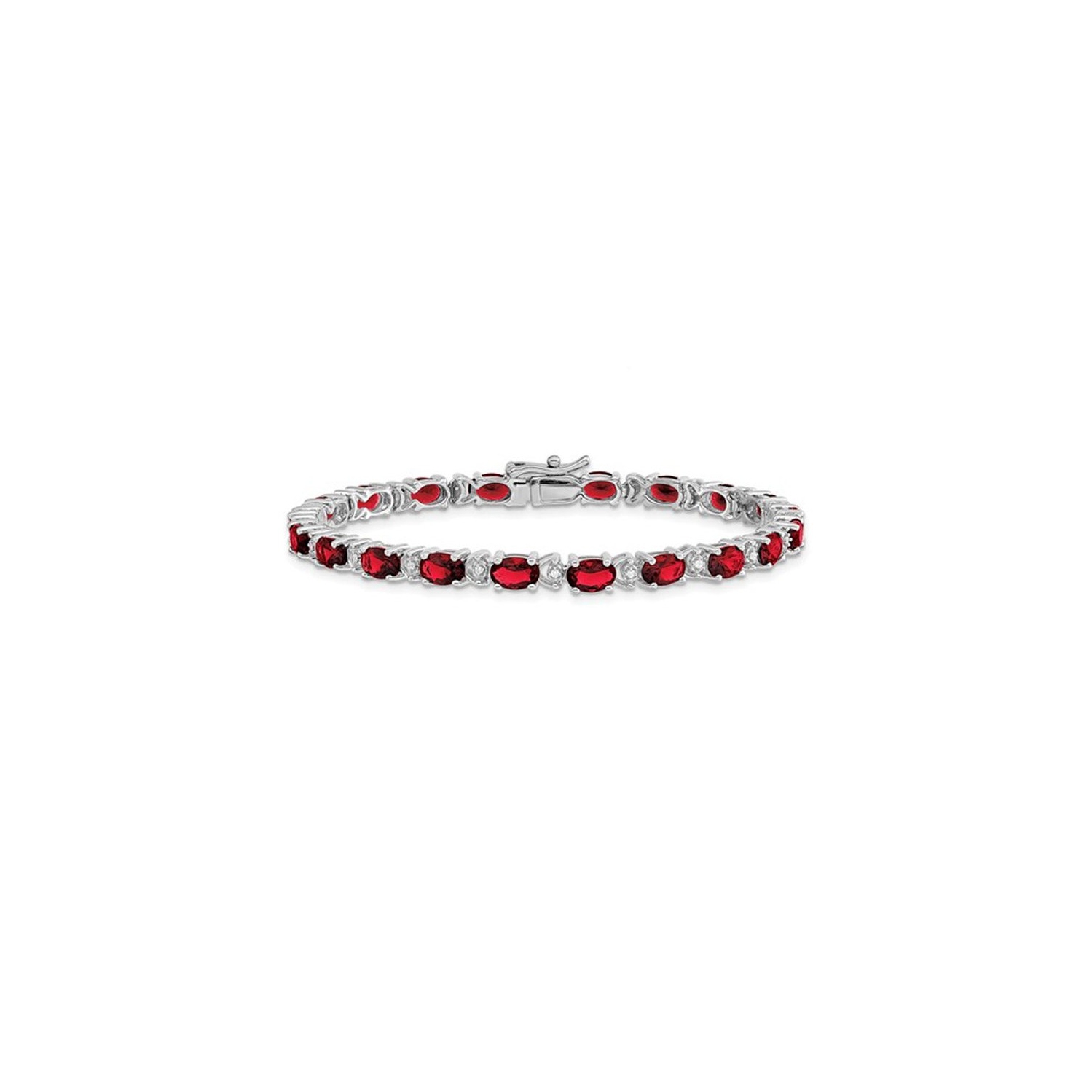 Bracelet en or blanc 14 ct avec rubis synthétiques en laboratoire de 10.80 ct