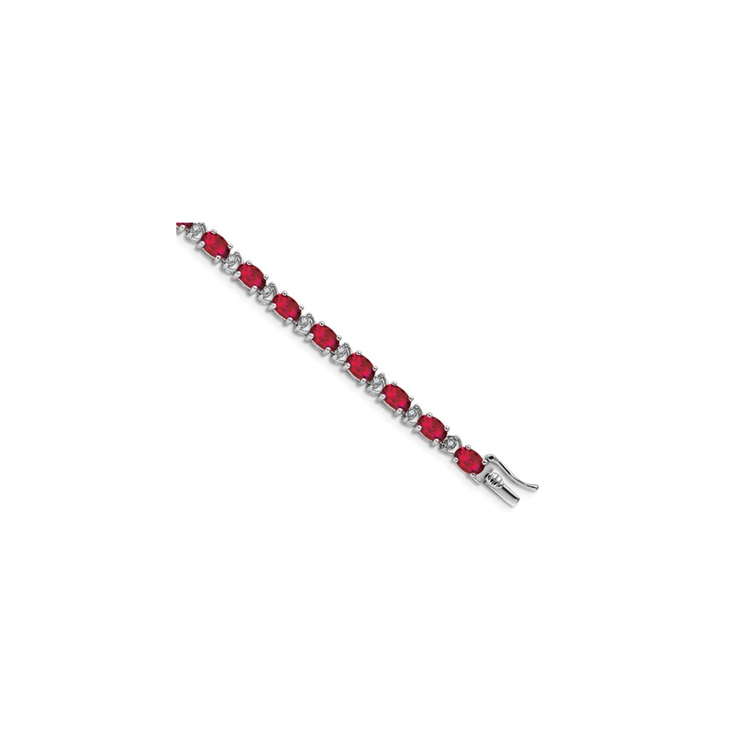 Bracelet en or blanc 14 ct avec rubis synthétiques en laboratoire de 10.80 ct