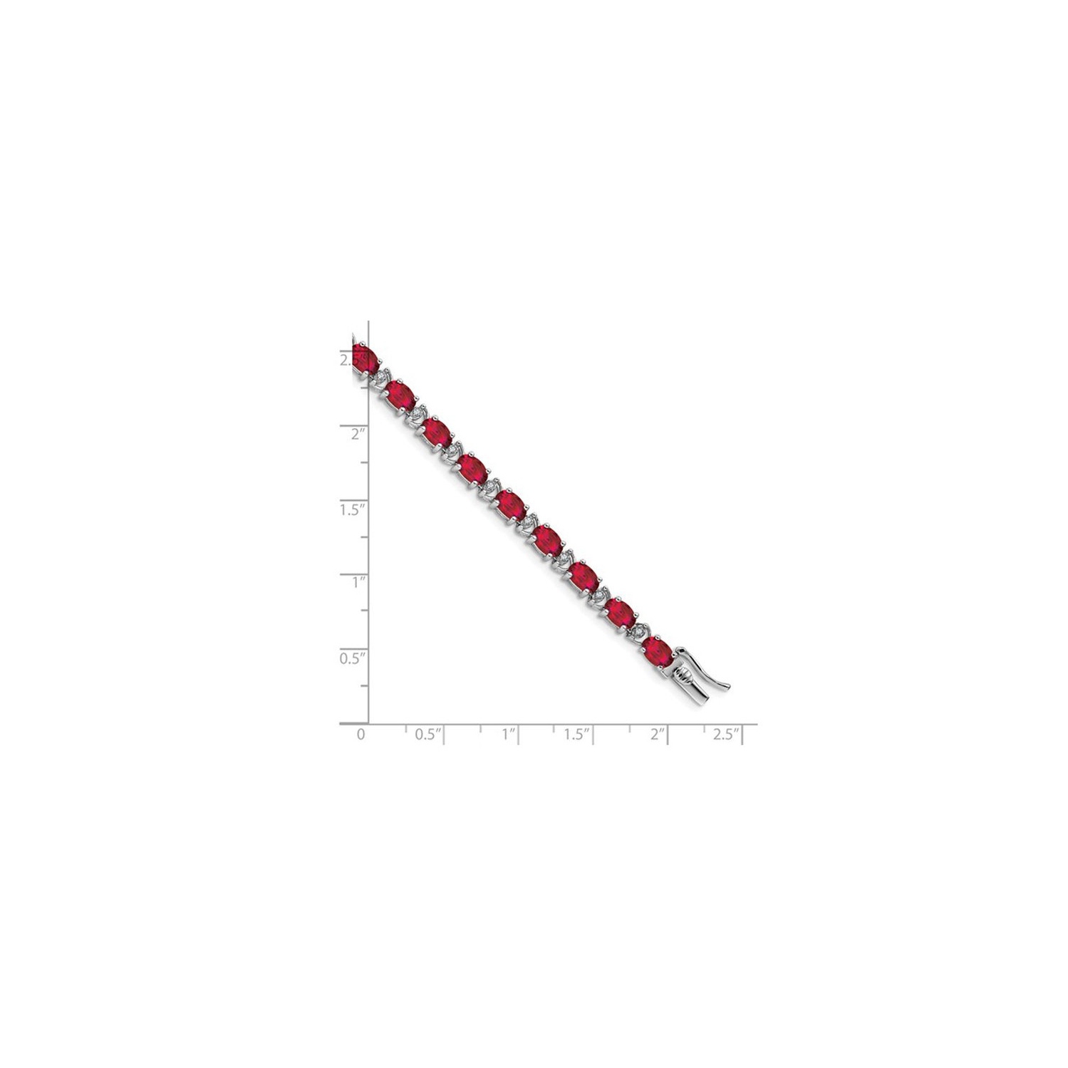 Bracelet en or blanc 14 ct avec rubis synthétiques en laboratoire de 10.80 ct