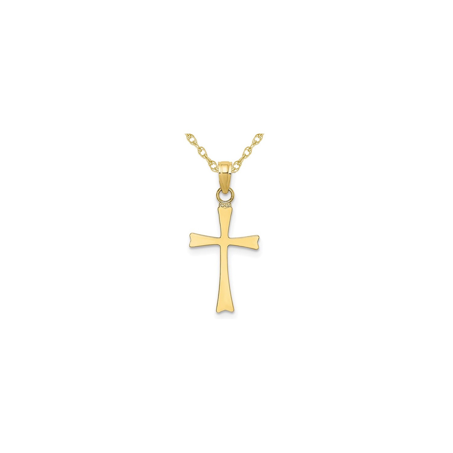 10K Yellow Gold Polished Cross Pendant Necklace with Chain