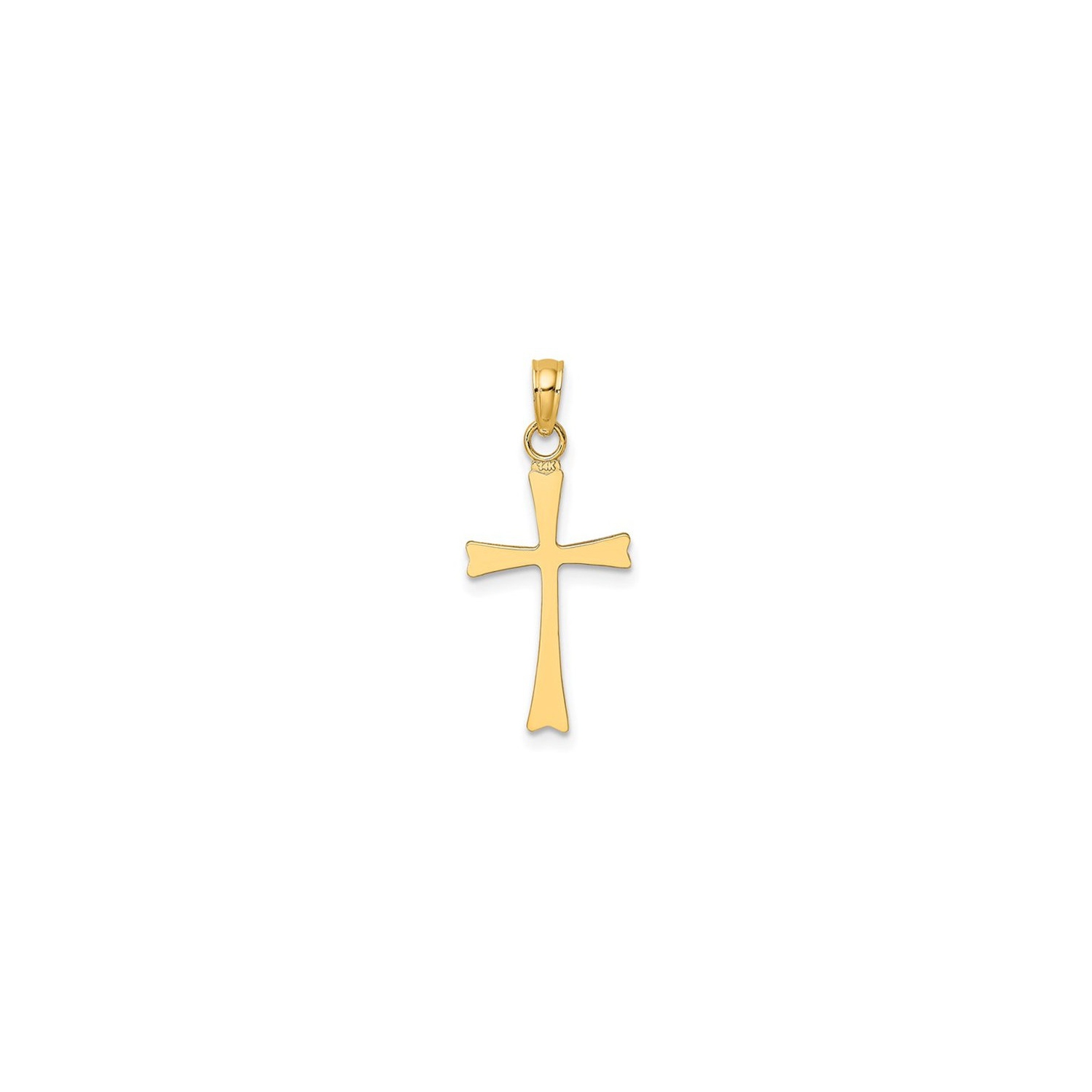 10K Yellow Gold Polished Cross Pendant Necklace with Chain