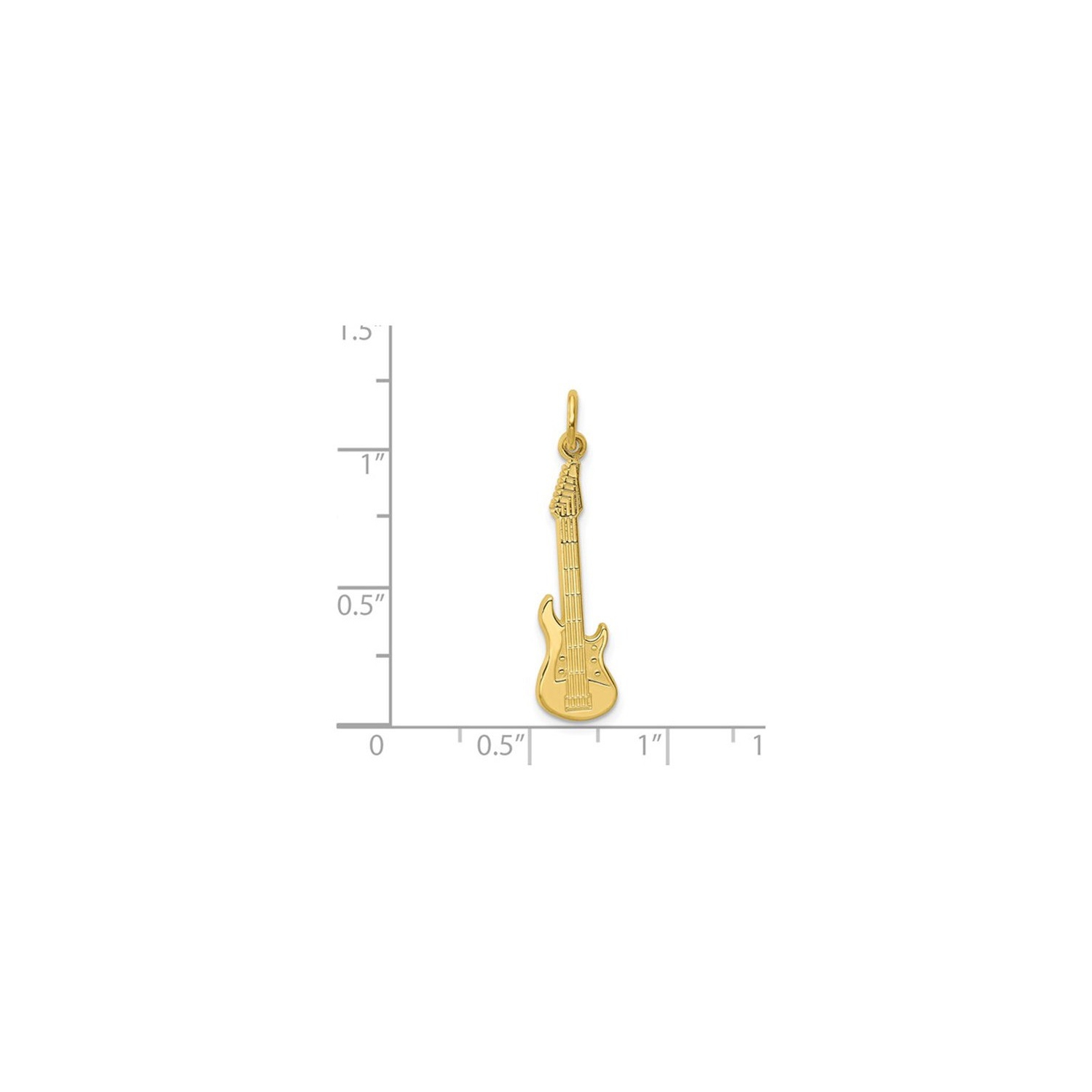 10K Yellow Gold Guitar Charm Pendant Necklace with Chain