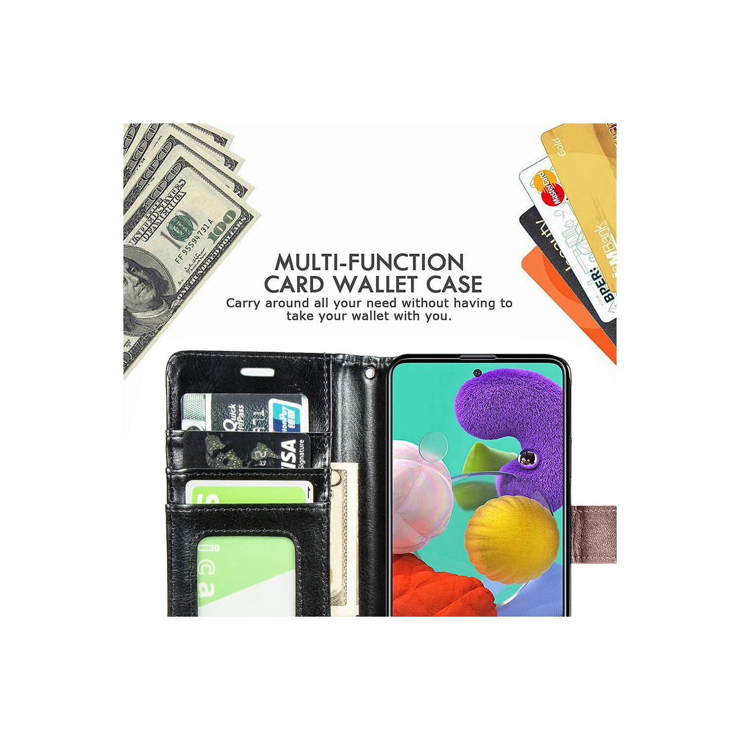 Juvenileway Folio series protection flip case for Samsung Galaxy A51 - Brown