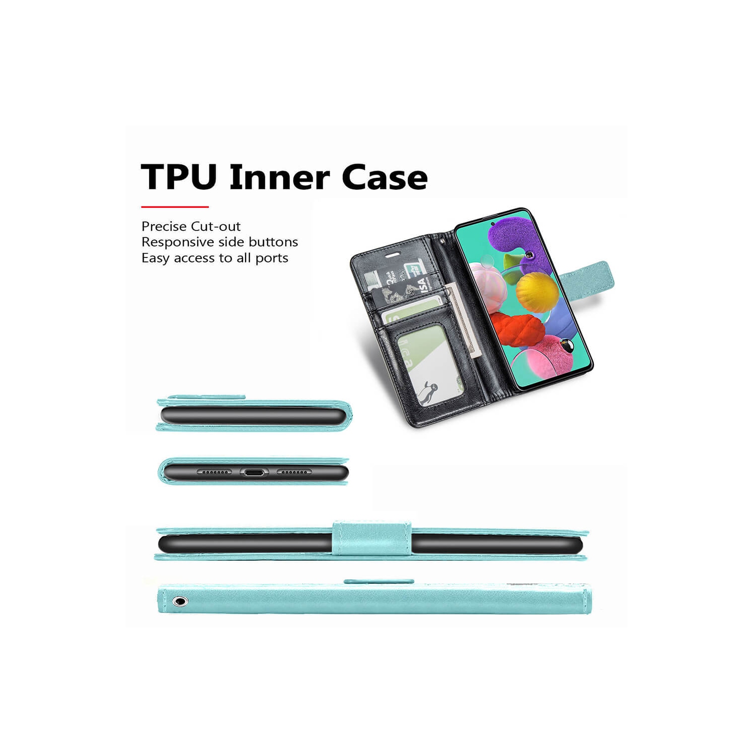 Juvenileway Folio series protection flip case for Samsung Galaxy A51 - Brown