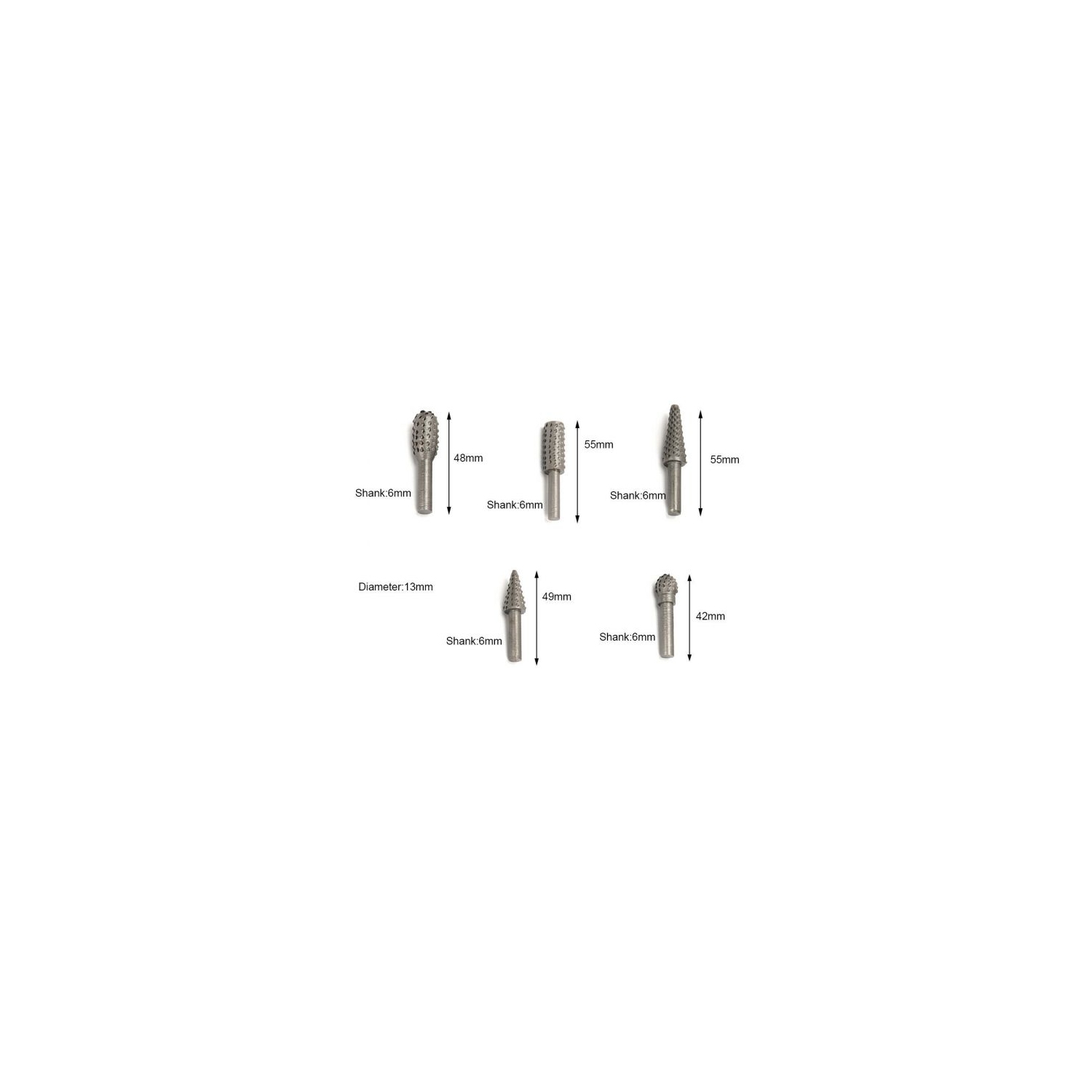 ISTAR Rotary Drill Bits Set Wood Carving File Rasp Drill Bit of 5Pcs, 1/4" 6mm Shank Tool Power Tools Woodworking Chisel Shaped Rotating Embossed