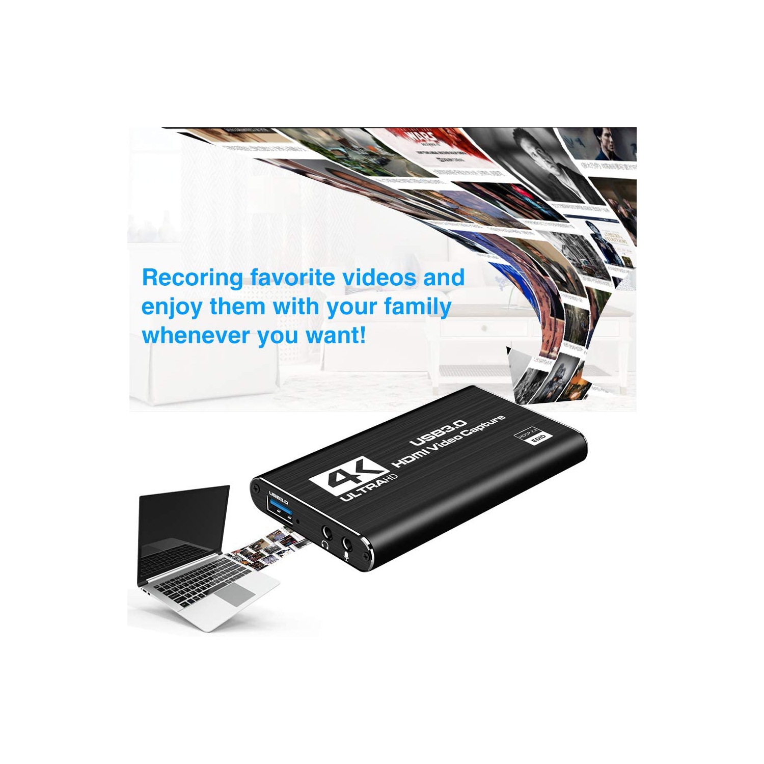 ISTAR Audio Video Capture Card,4K HDMI USB3.0 Capture Adapter 1080P 60fps Video Capture Device Portable Video Converter for Gaming Streaming Live