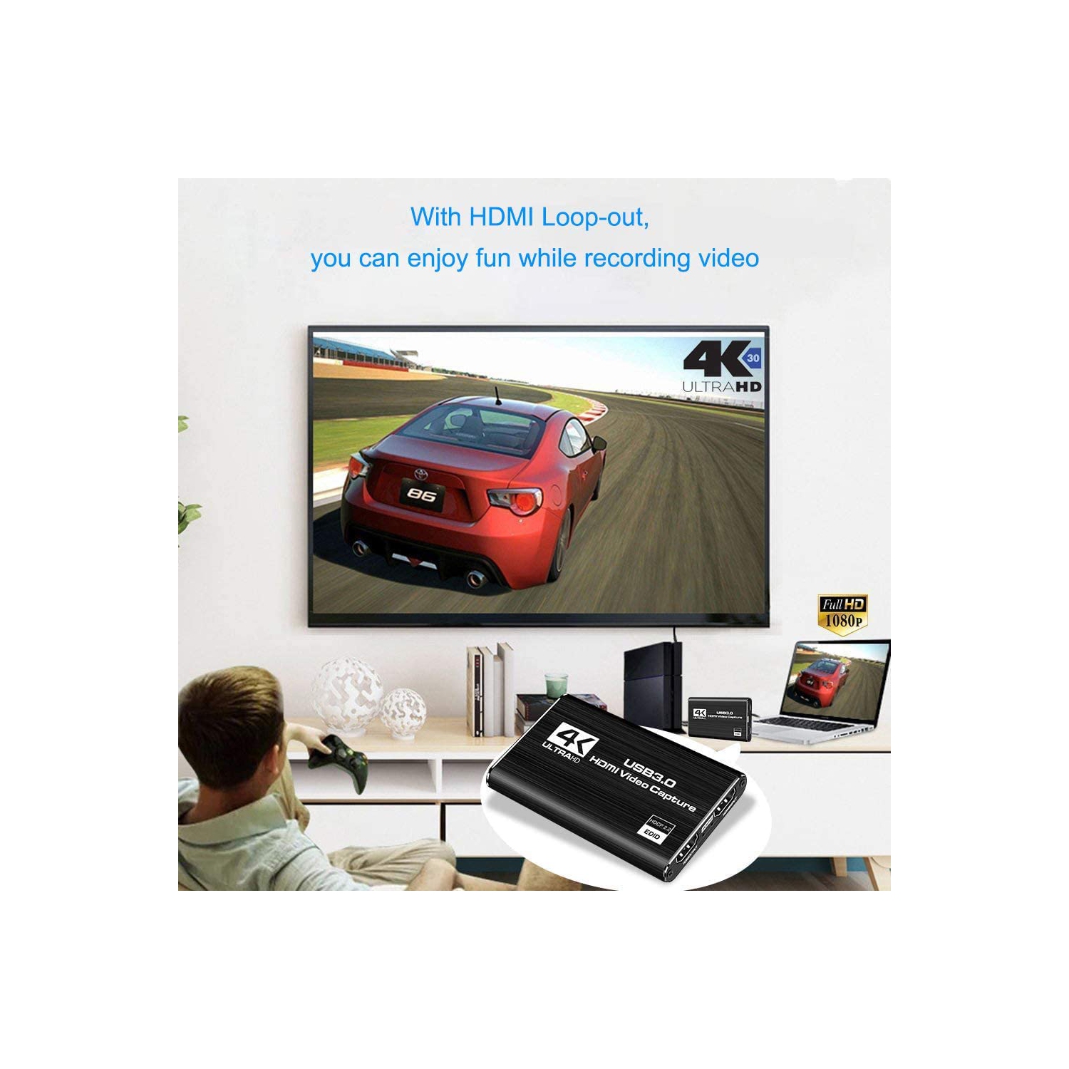 ISTAR Audio Video Capture Card,4K HDMI USB3.0 Capture Adapter 1080P 60fps Video Capture Device Portable Video Converter for Gaming Streaming Live