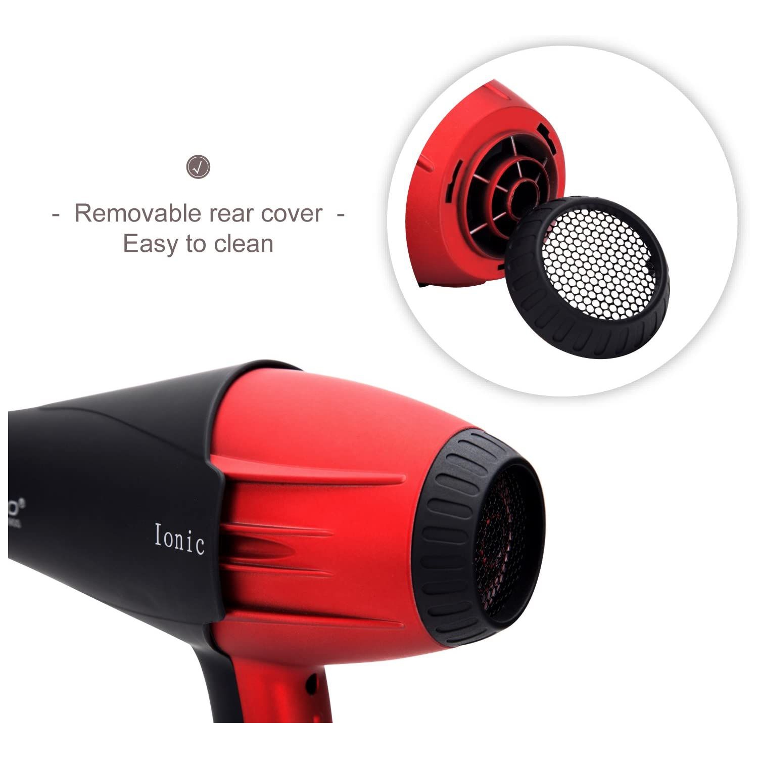 ISTAR Professional Ionic Salon Hair Dryer, 2100 Watt Powerful AC Motor Ceramic Tourmaline Ion Blow Dryer, Quiet Hair Dryers 2 Concentrator Nozzle