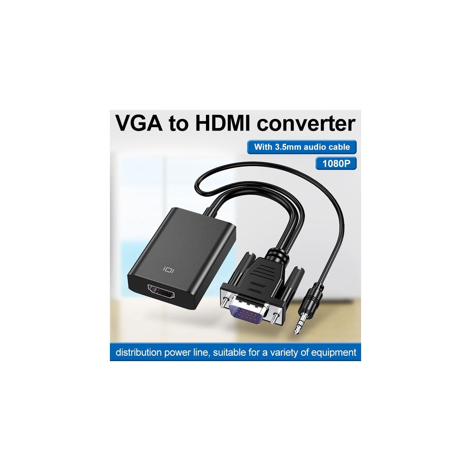 ISTAR VGA To HDMI Converter 1080P HD Adapter With Audio Cable For HDTV PC Laptop TV