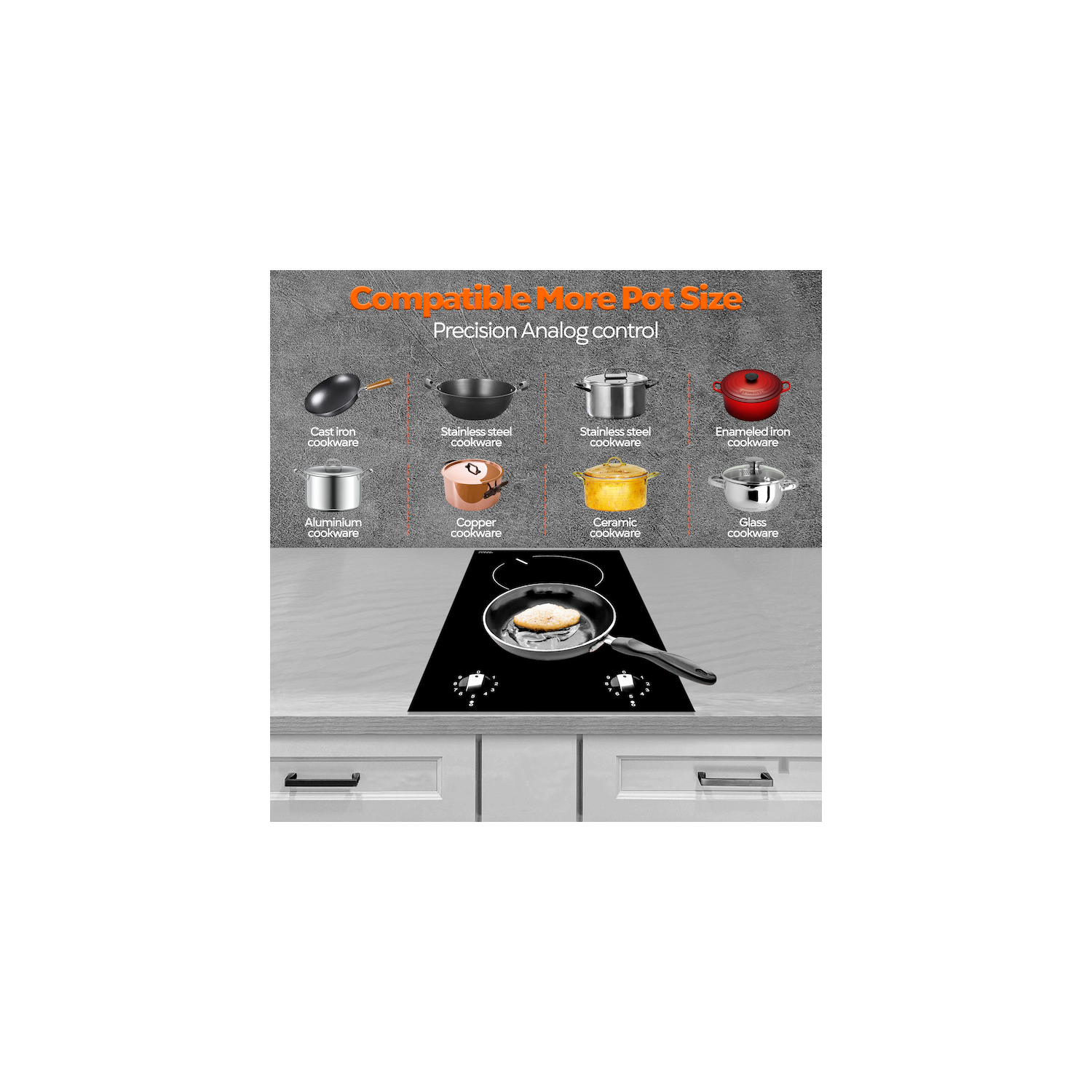 Ramblewood 2 Burner Electric Cooktop, EC2-30, UL rated German EGO burner.