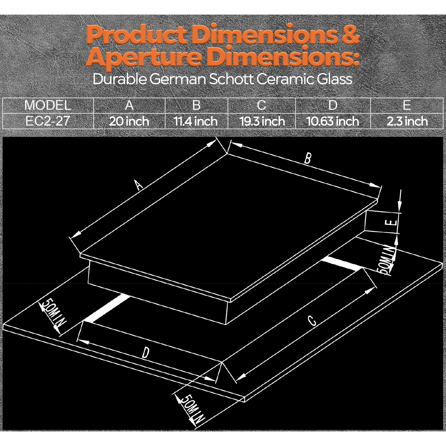 Ramblewood 2 Burner Electric Cooktop, EC2-30, UL rated German EGO burner.