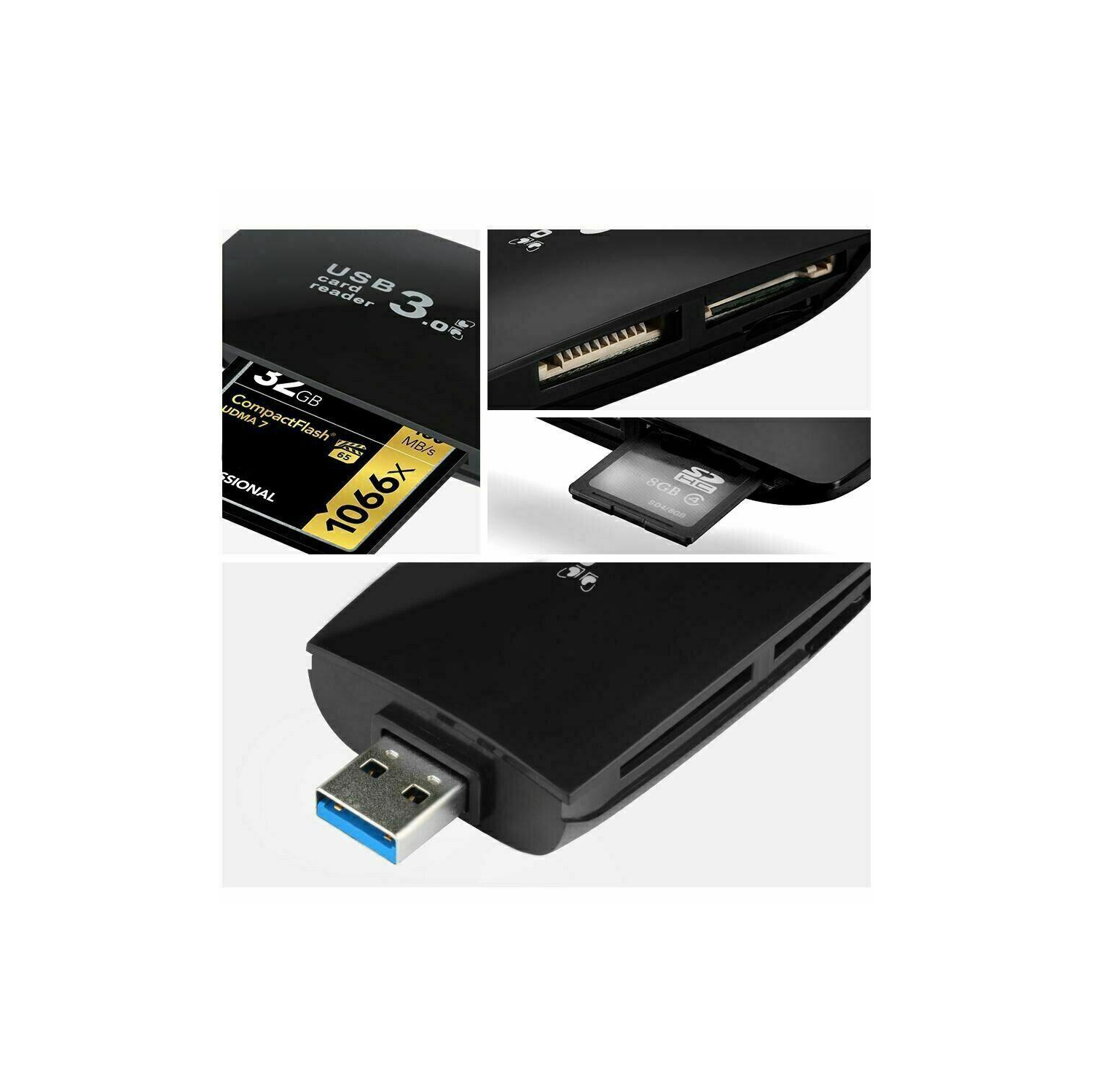 New USB 3.0 SD Card Reader Multi Slot Flash Memory Card Reader Writer SDXC, PC