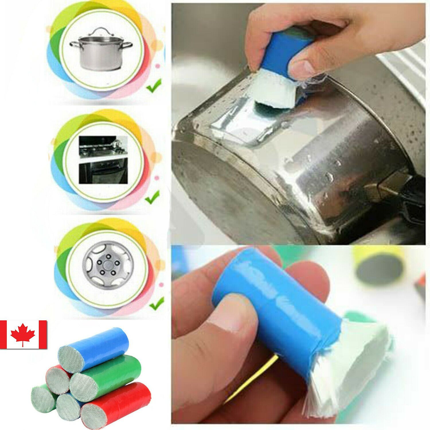 Brosse de nettoyage pour rouille en acier inoxydable 2 pièces Magic Decontamination Stick