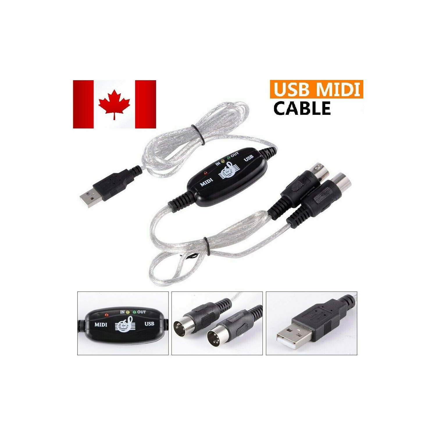 MIDI to USB Cable 5 Pin MIDI DIN USB Interface Adapter MIDI Converter For Mac PC
