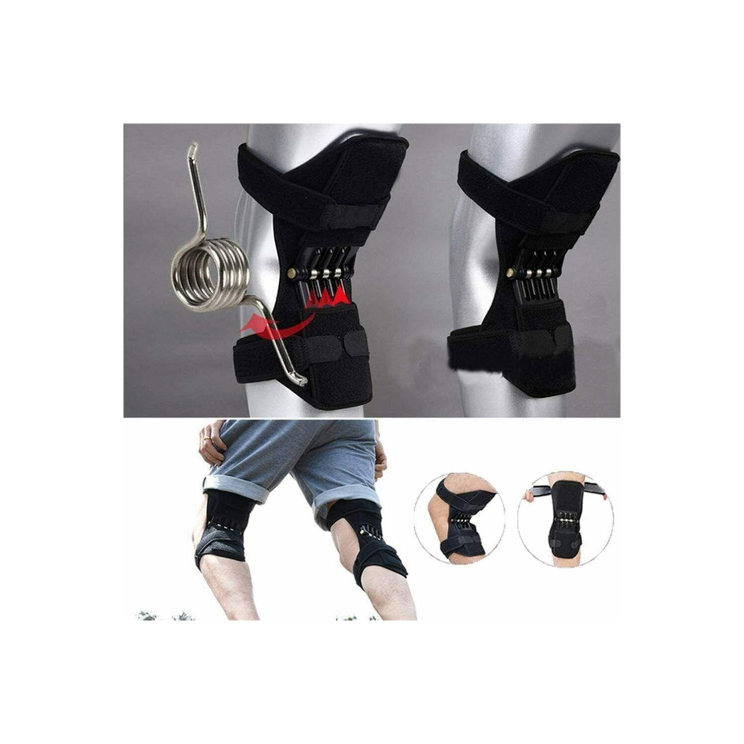 Coussins de soutien pour les jambes de force à ressorts Power Knee, barre stabilisatrice Rebound puissante