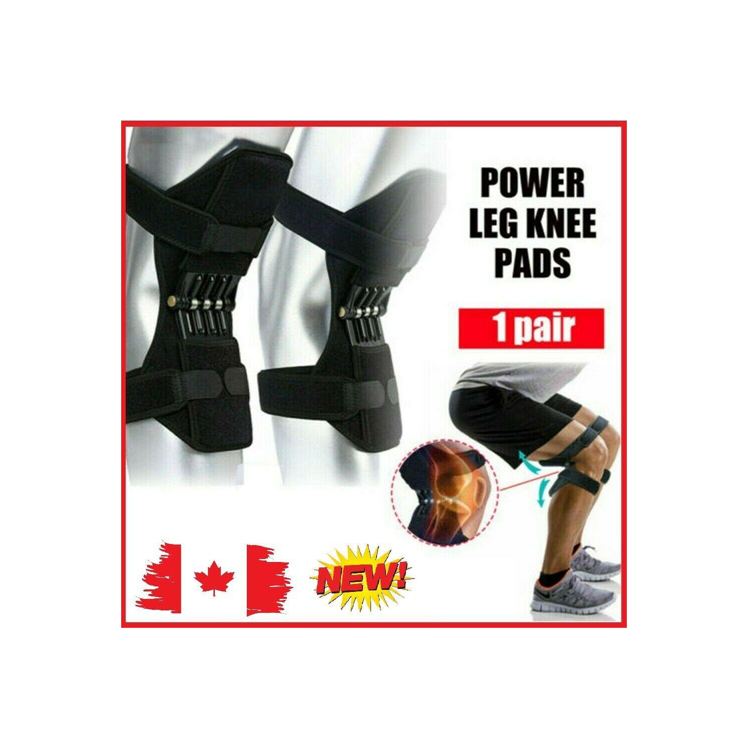 Coussins de soutien pour les jambes de force à ressorts Power Knee, barre stabilisatrice Rebound puissante