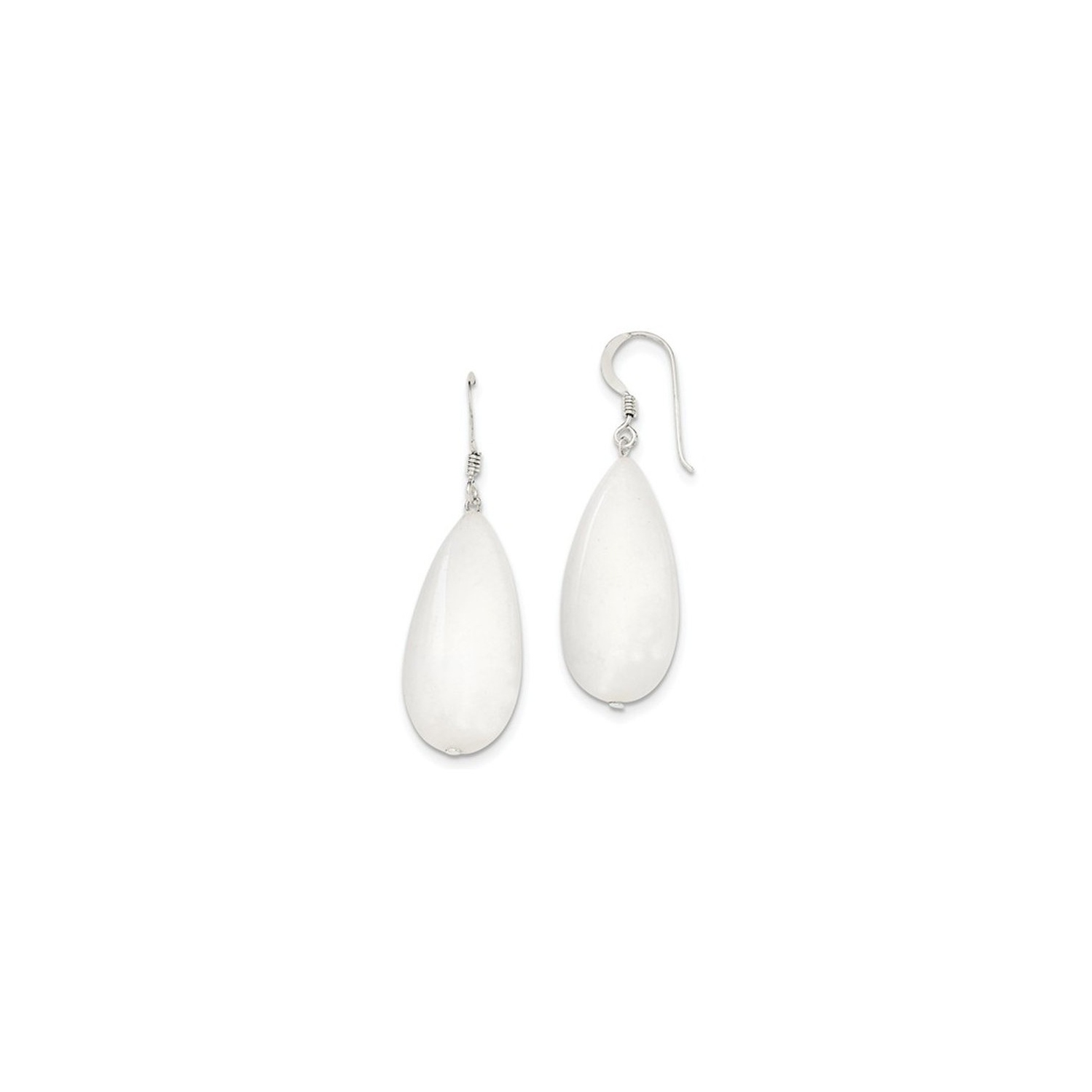 White Jade Tear Drop Earrings in Sterling Silver