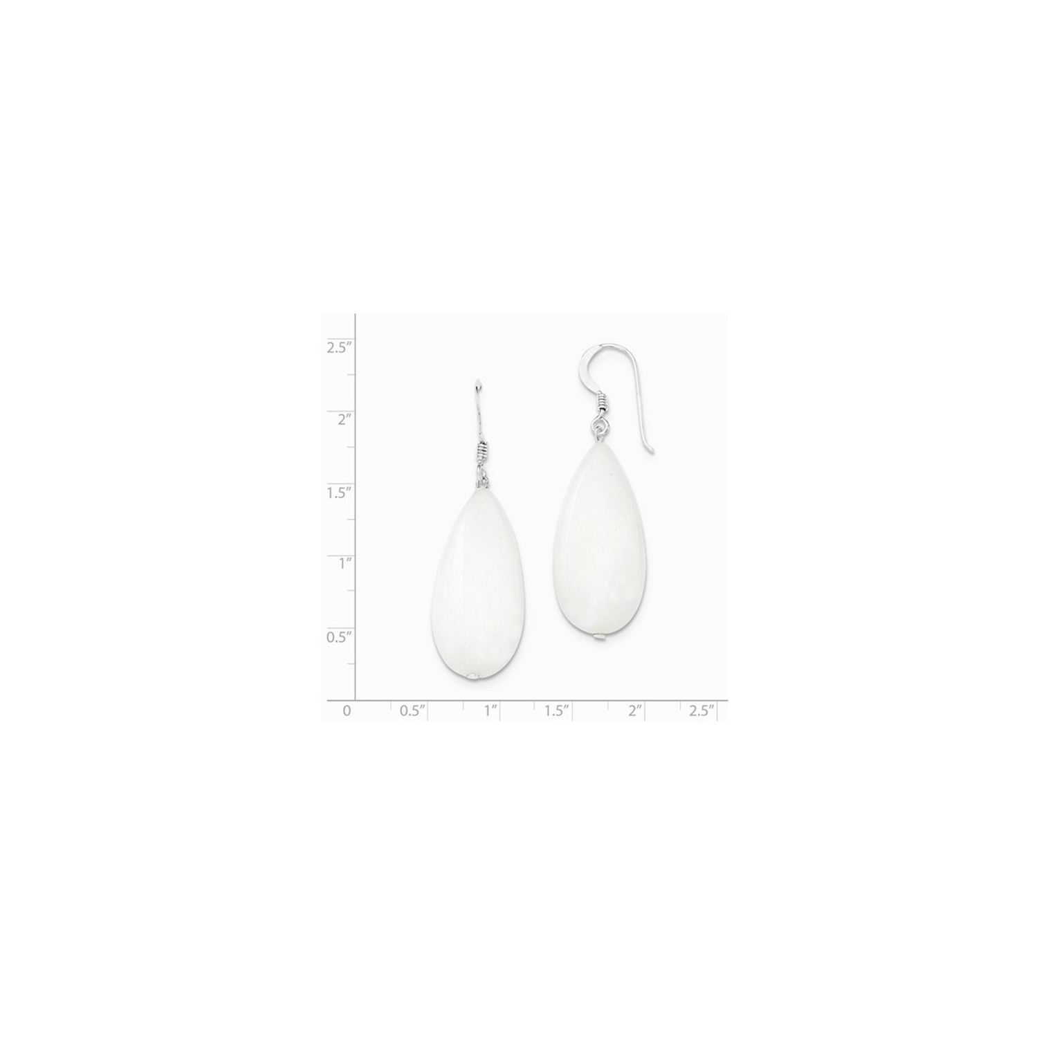 White Jade Tear Drop Earrings in Sterling Silver