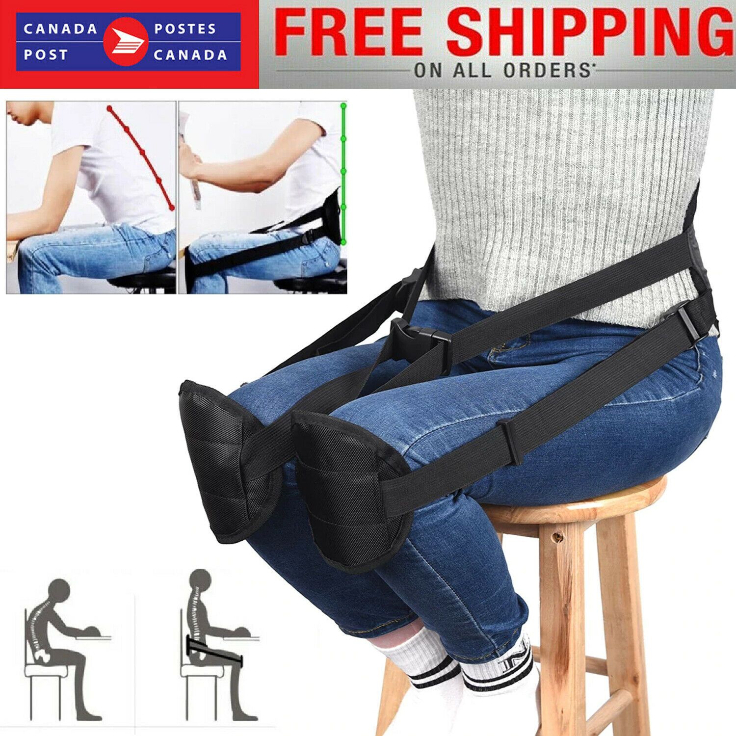 Portable Posture Corrector Back Support Belt Pad Better Sitting Pain Relief balt