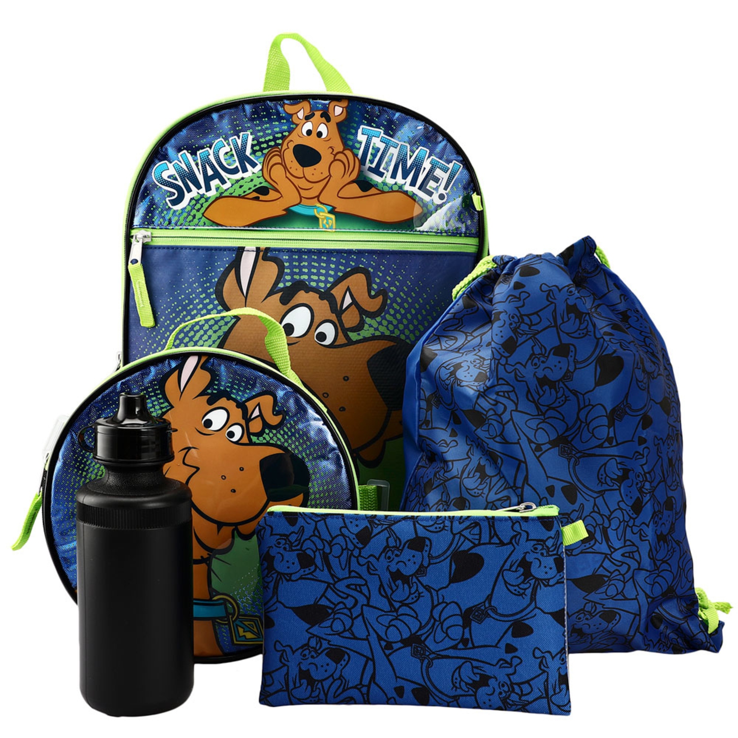 BIOWORLD Scooby Doo 5 Piece Backpack Set With Novelty Shaped Lunch Bag