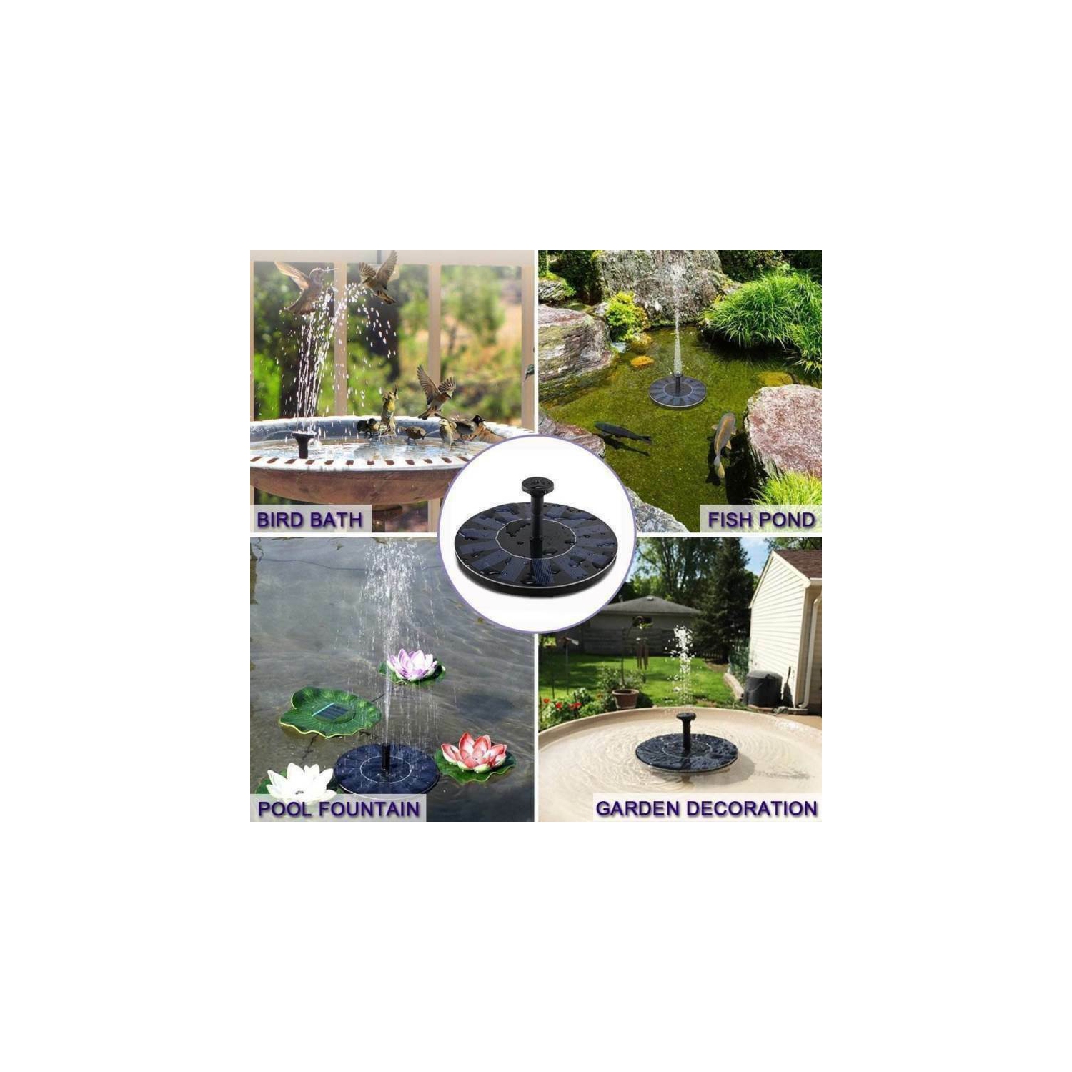 Pompe à eau solaire pour fontaine d'extérieur pour bain d'oiseau piscine de jardin